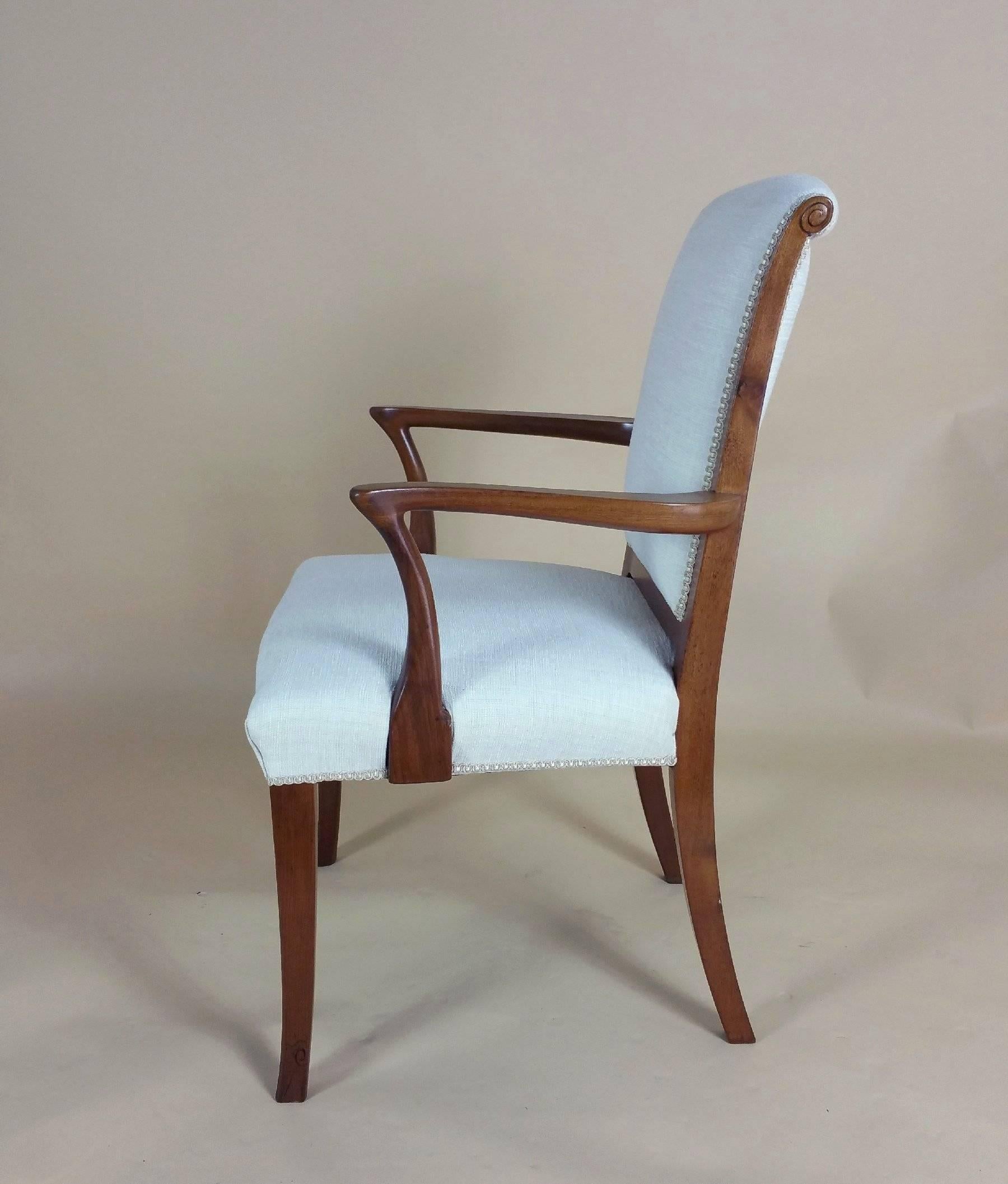 Set of Six Early 20th Century Teak Elbow Chairs 5