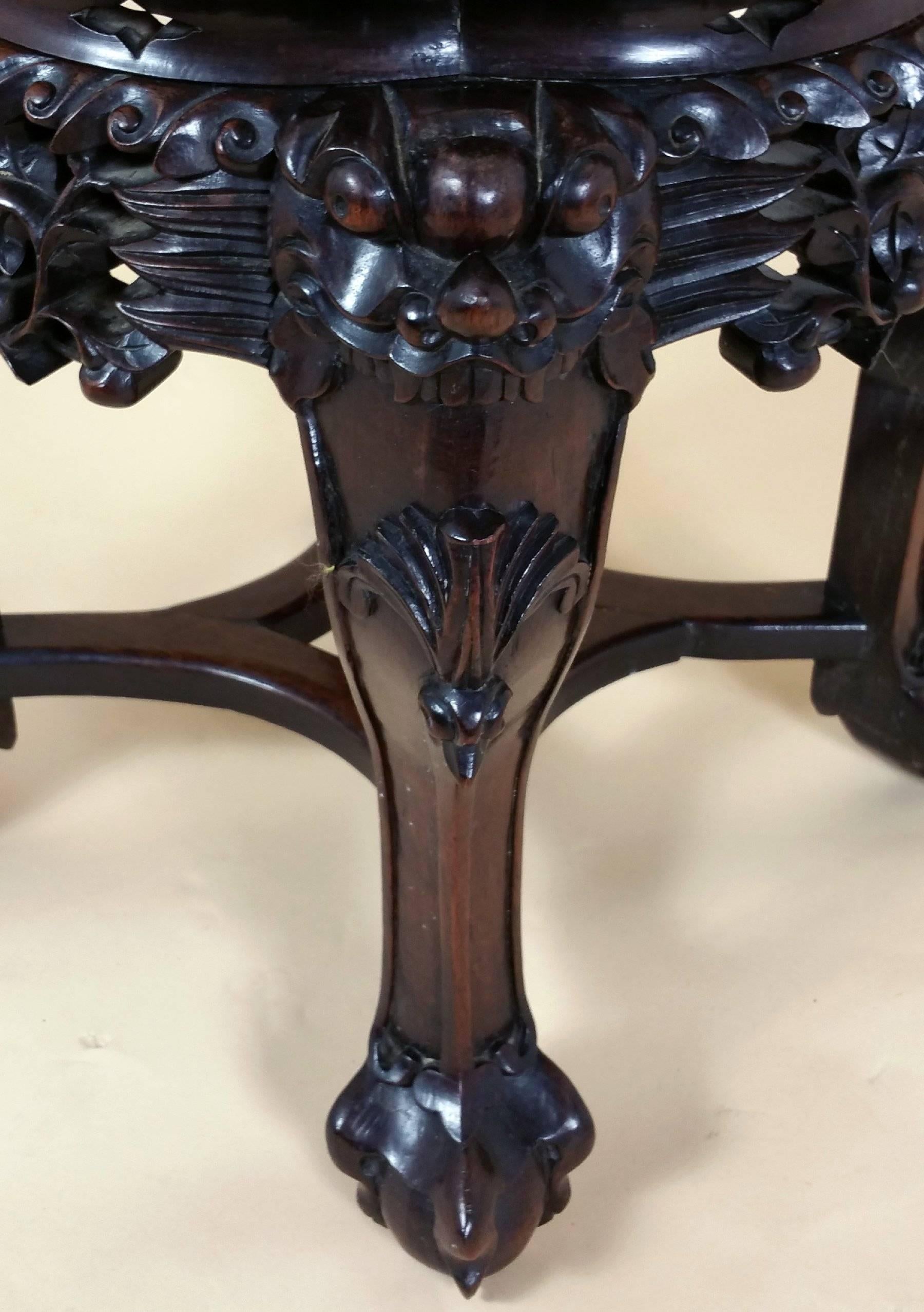 Chinese 19th Century Carved Hardwood Stand 4