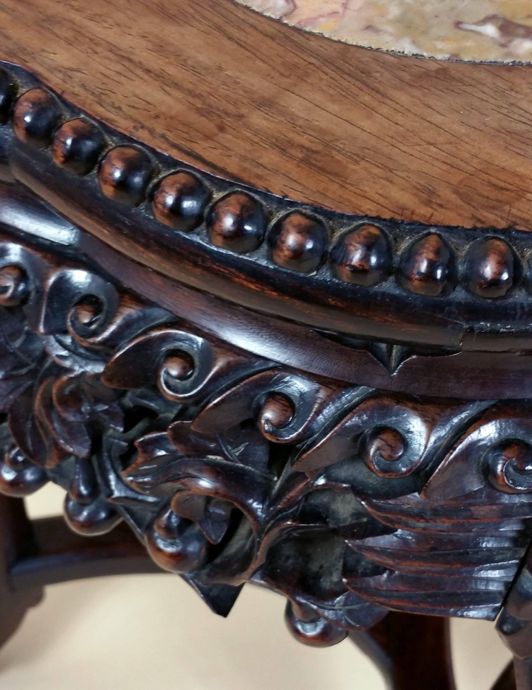 Chinese 19th Century Carved Hardwood Stand 3