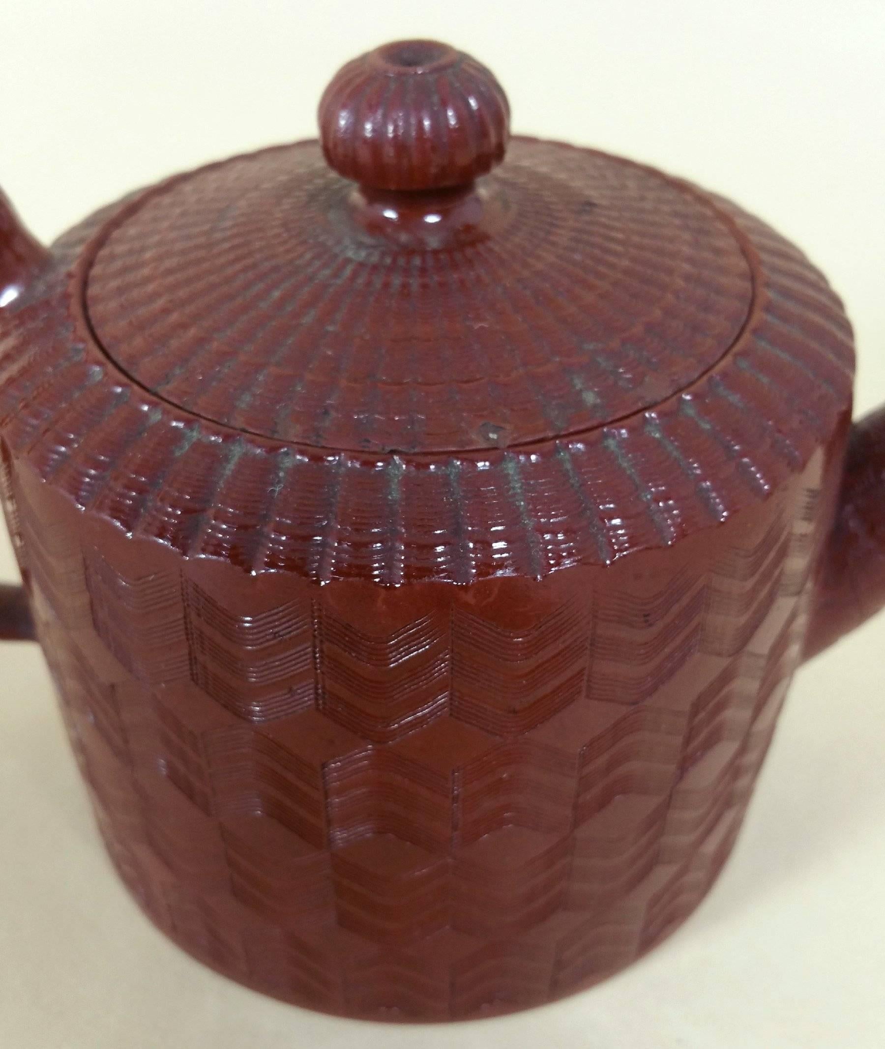 19th Century German Pottery Teapot, in the Chinese manner In Excellent Condition In London, west Sussex