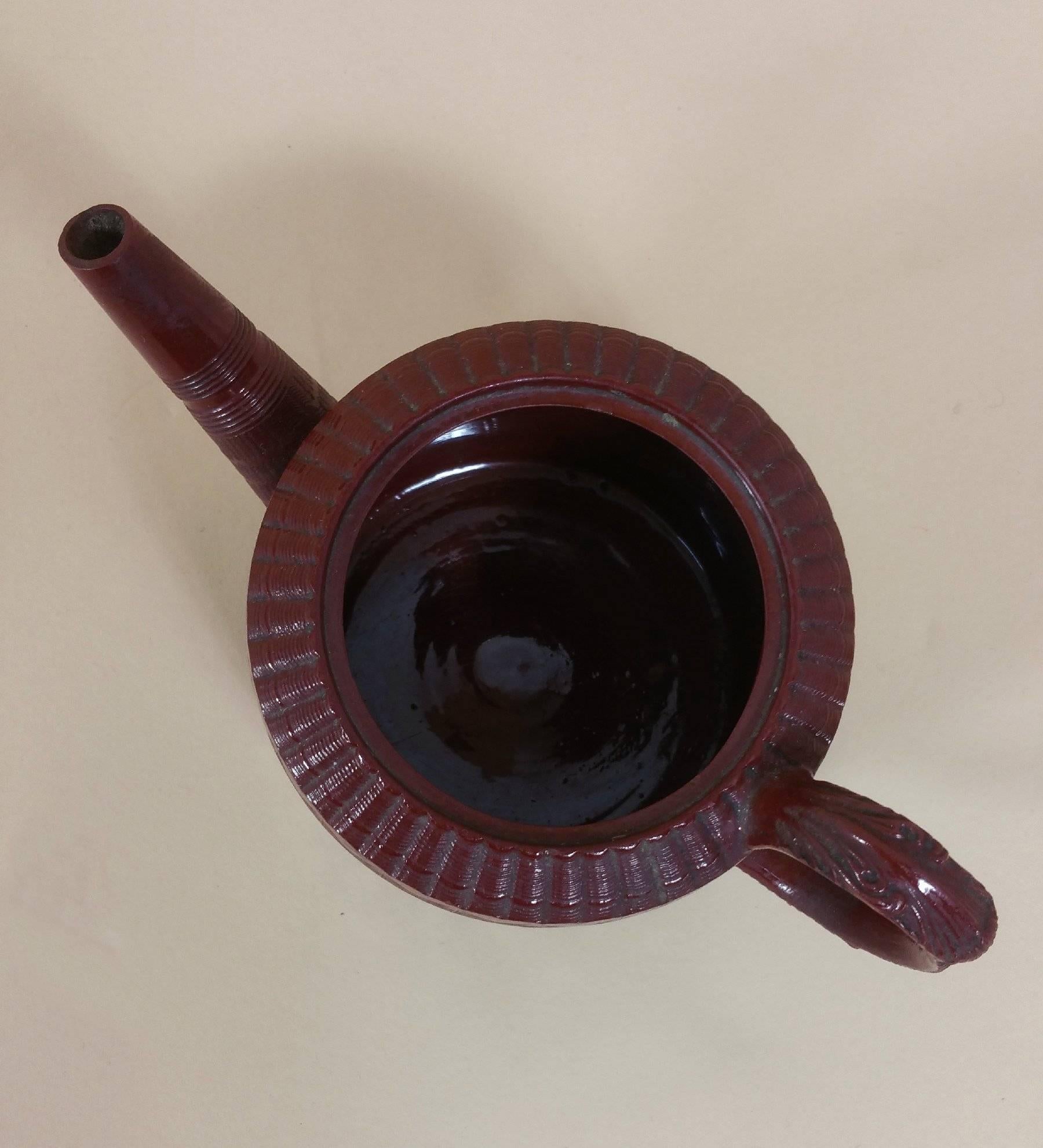 19th Century German Pottery Teapot, in the Chinese manner 2