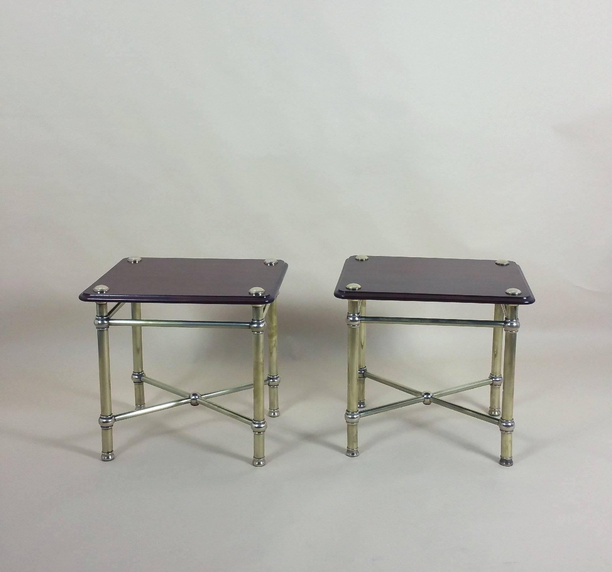 Pair of Early 20th Century Mahogany and Brass Low Tables 6