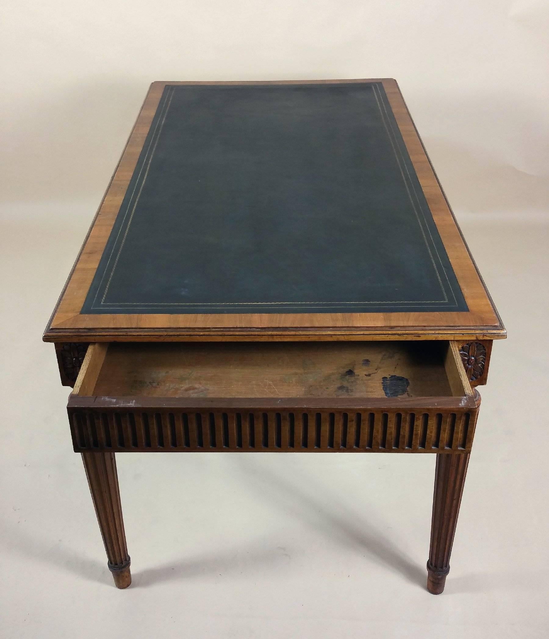 Victorian Carved Walnut Leather Topped Library Table 3