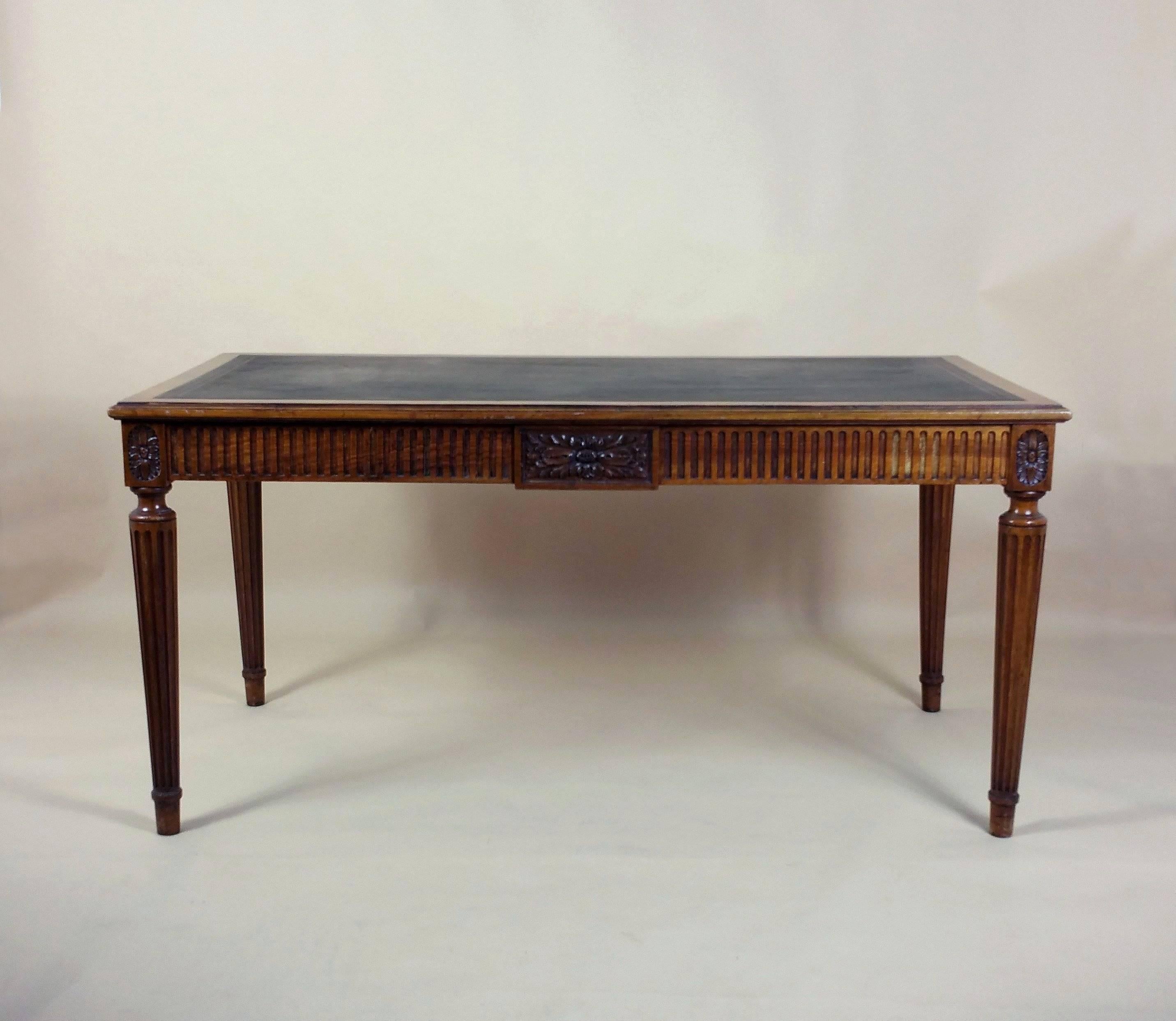 Victorian Carved Walnut Leather Topped Library Table 5