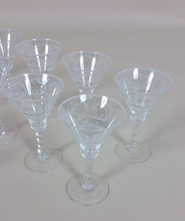 Suite of Orrefors Art Deco Drinking Glasses Engraved with Clouds at 1stDibs