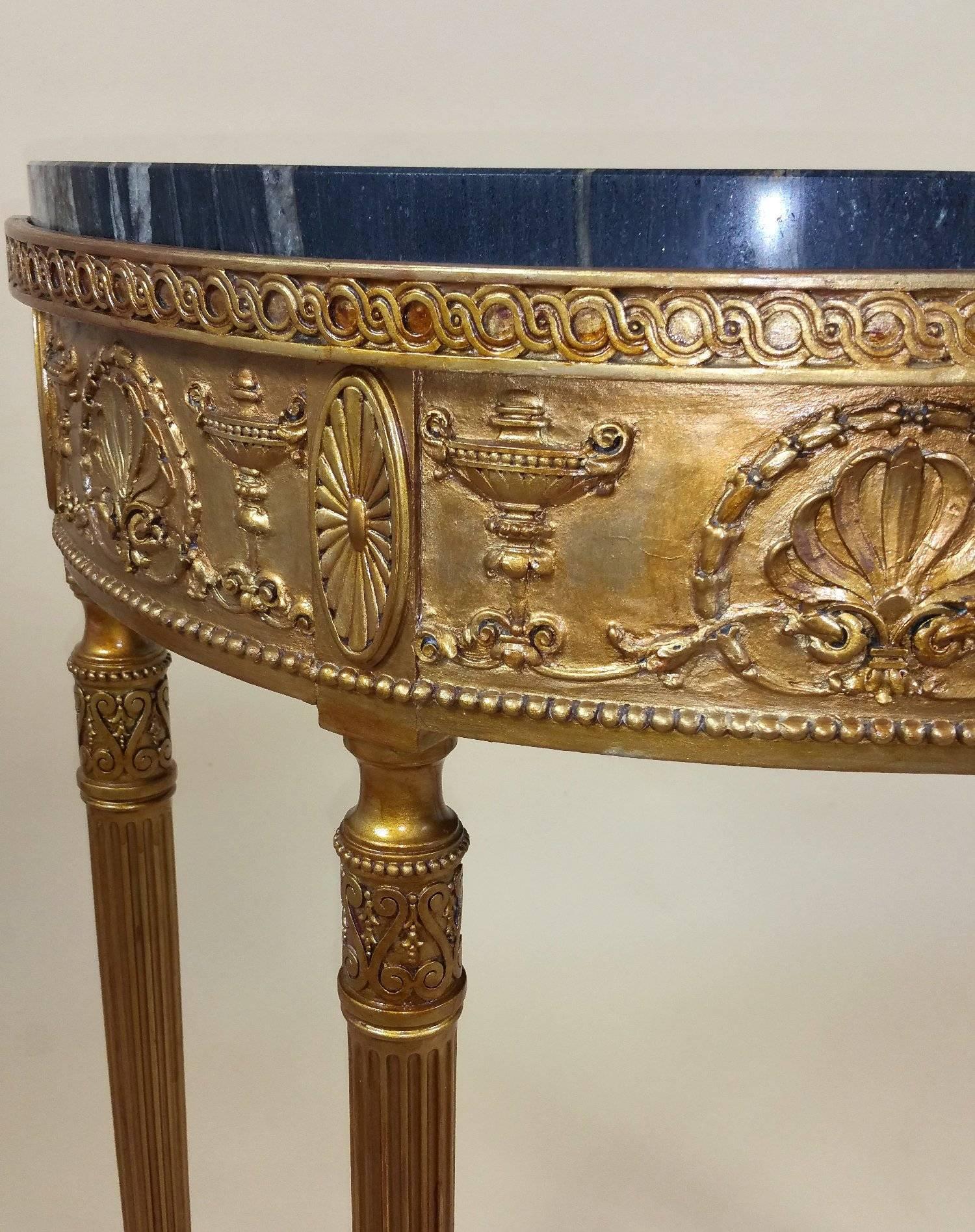 20th Century Pair of Demilune Gilt Console Tables