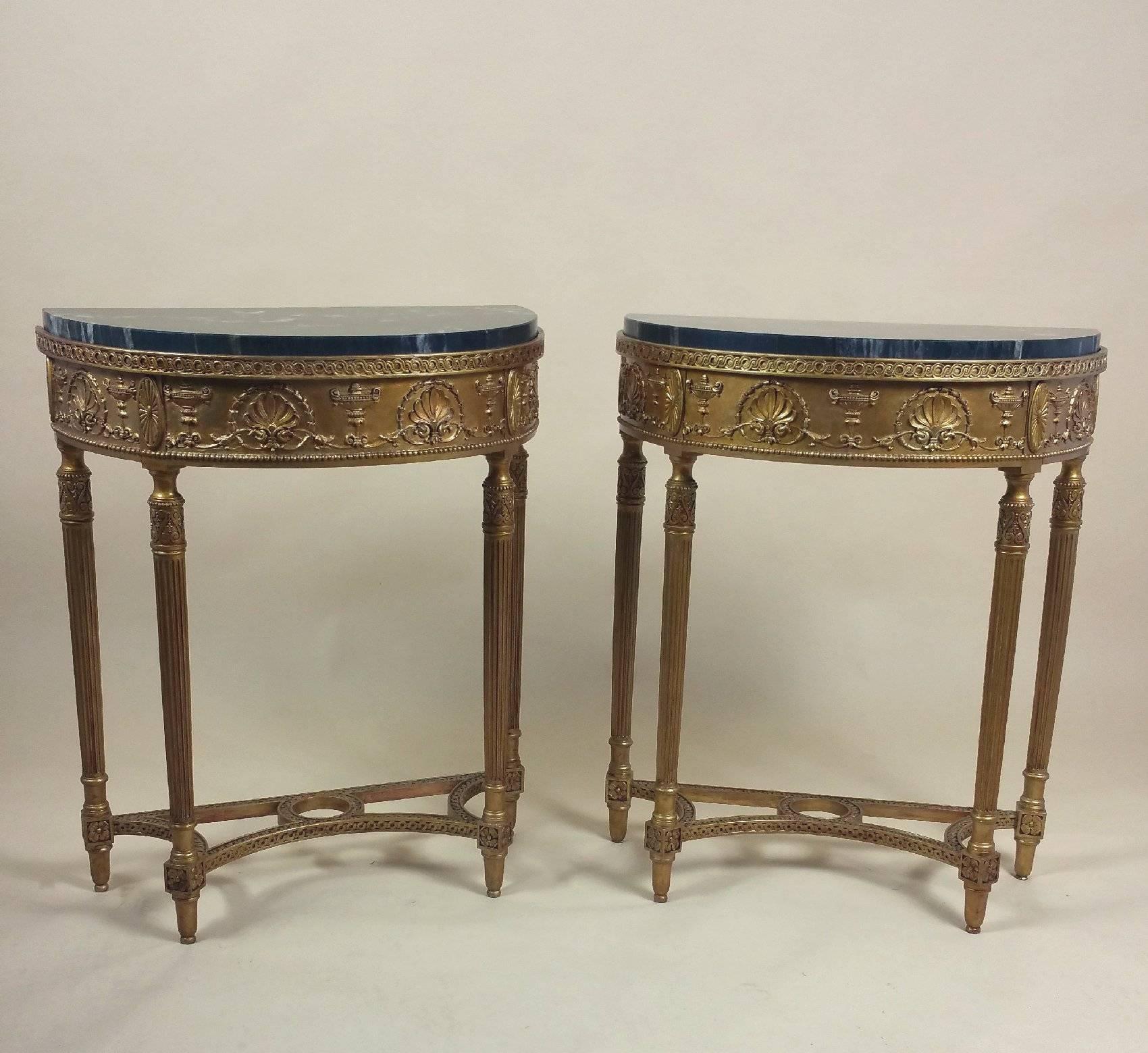 Pair of Demilune Gilt Console Tables 4