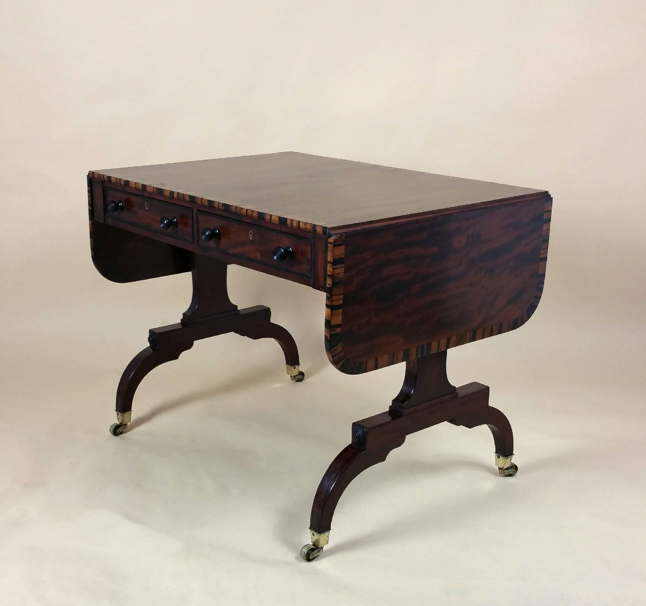 Regency Mahogany Sofa Table with Coromandel Cross Banding 4