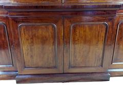 Early Victorian Figured Mahogany Four-Door Breakfront Library Bookcase