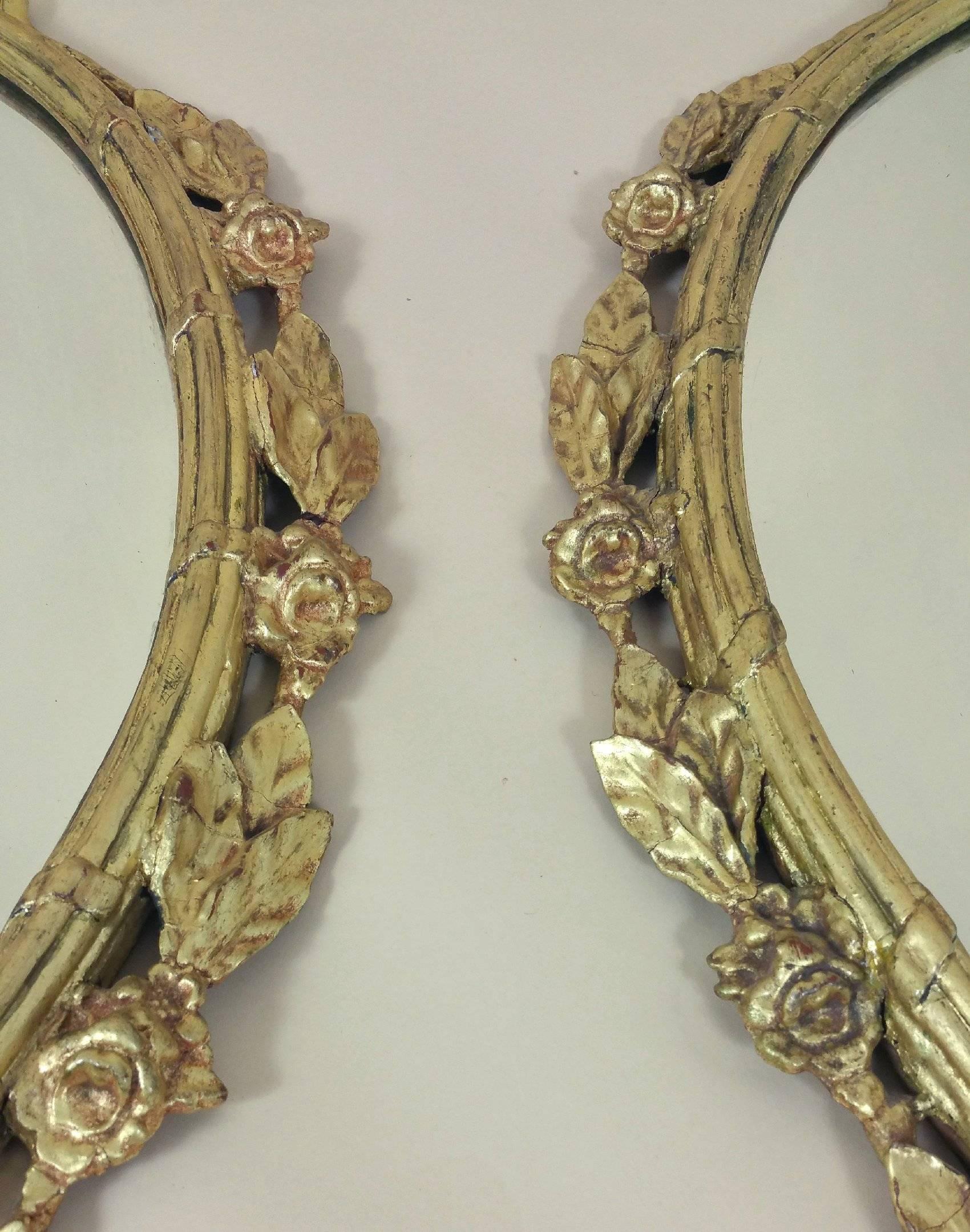 Pair of Mid-19th Century Neoclassical Gilt Shaped Wall Mirrors In Excellent Condition In London, west Sussex