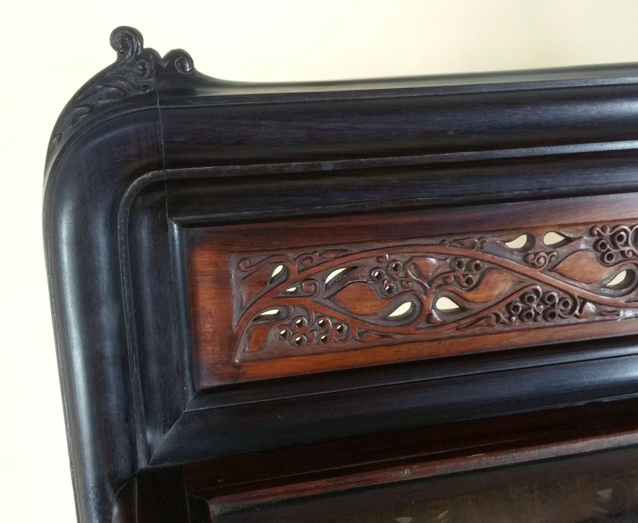 Glass Scottish Carved and Pierced Solid Rosewood and Teak Display Cabinet For Sale