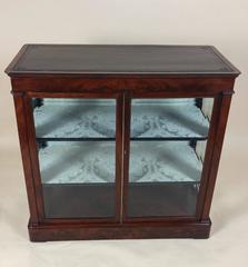 Mid-19th Century Biedermeier Flame Mahogany Two-Door Glass Cabinet