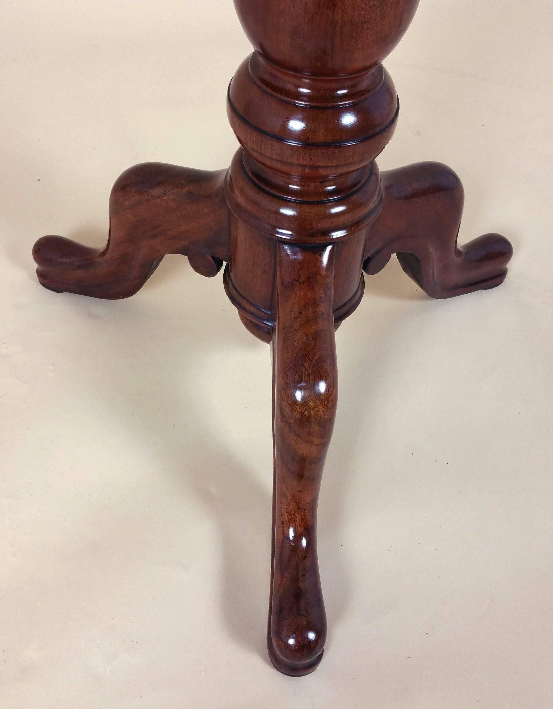 English Victorian Mahogany Tilt-Top Chess Table on a Tripod Support