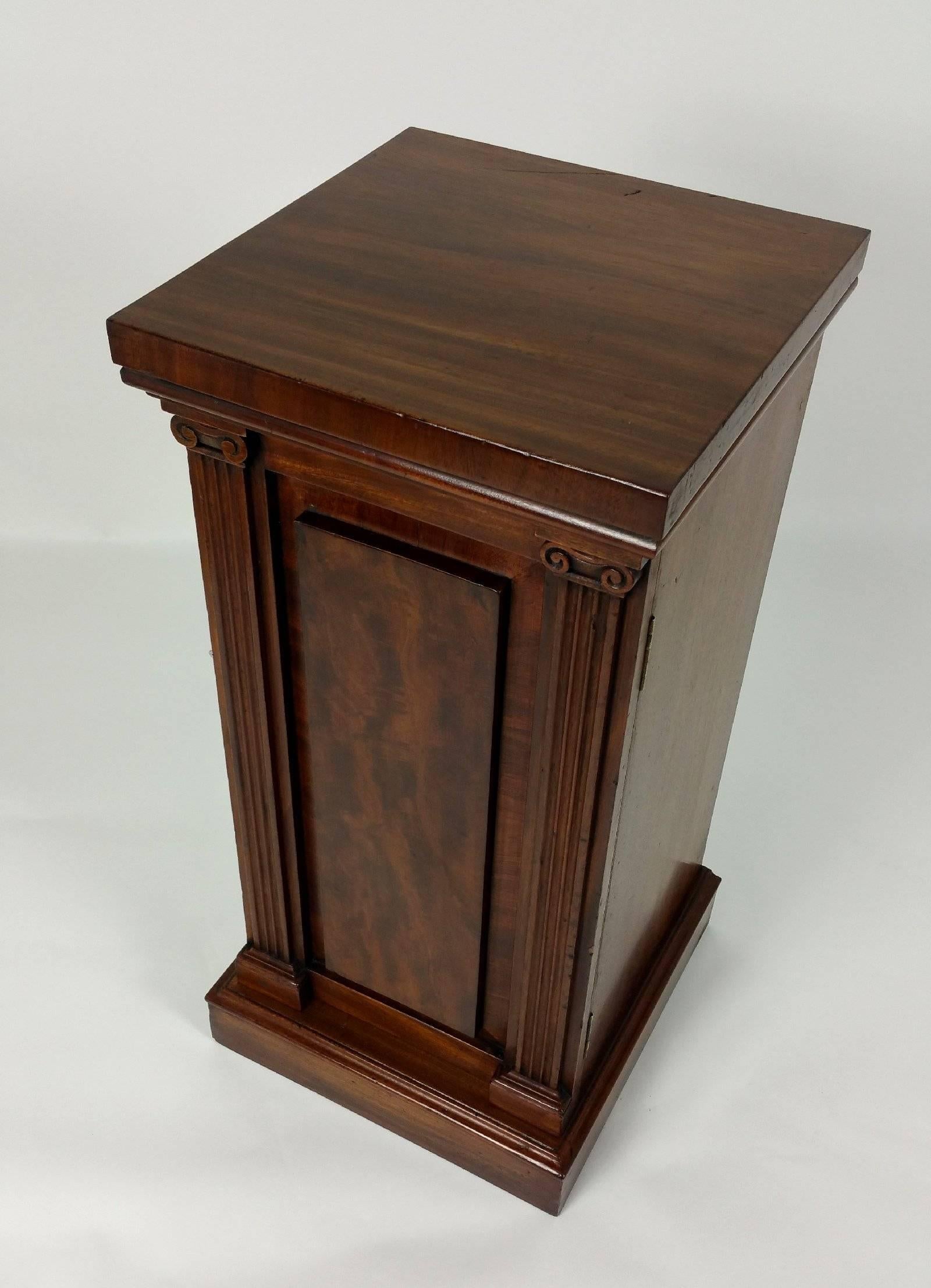 Pair of 19th Century Mahogany Pedestals with Greek Revival Carved Pilasters 1