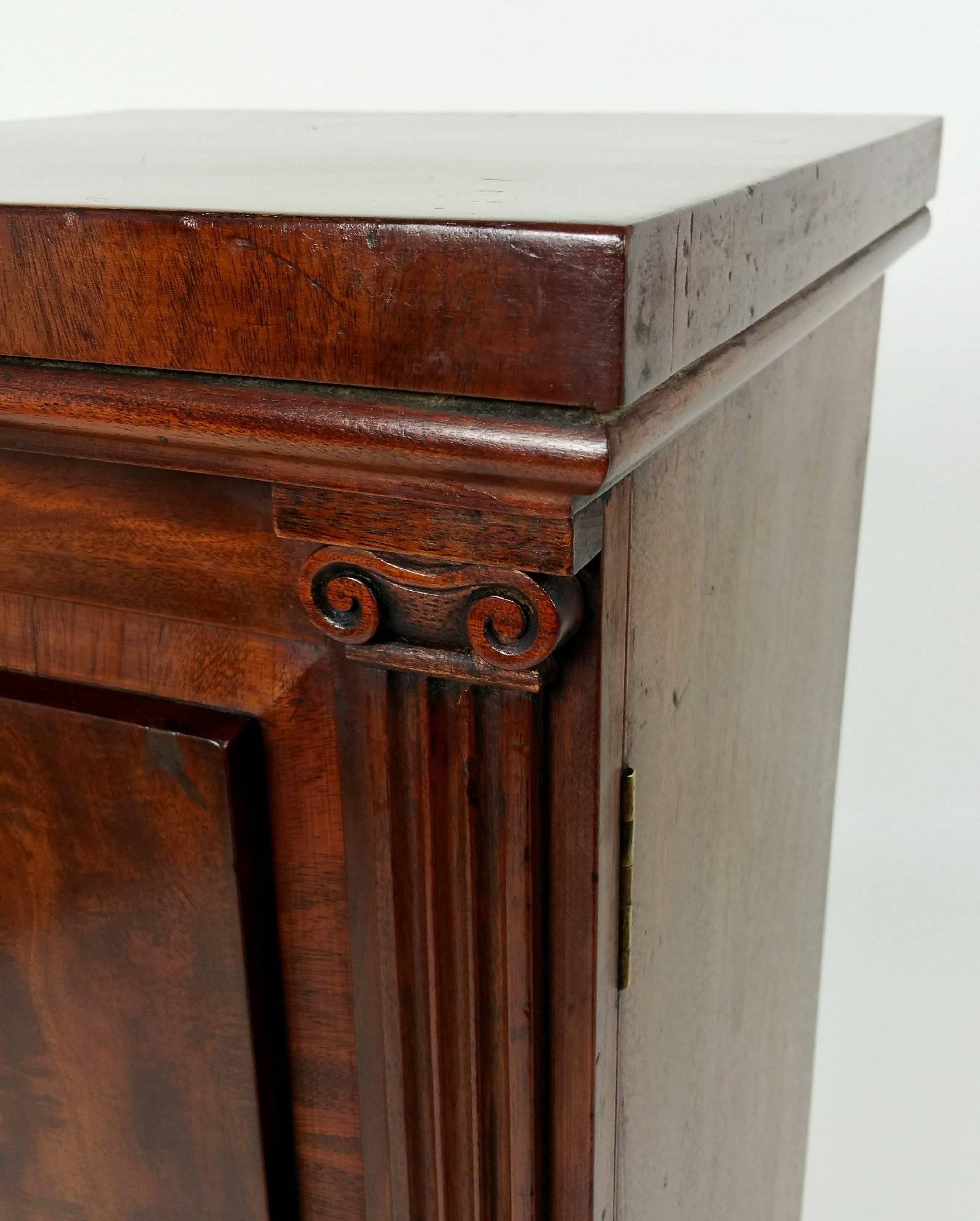 Pair of 19th Century Mahogany Pedestals with Greek Revival Carved Pilasters 3