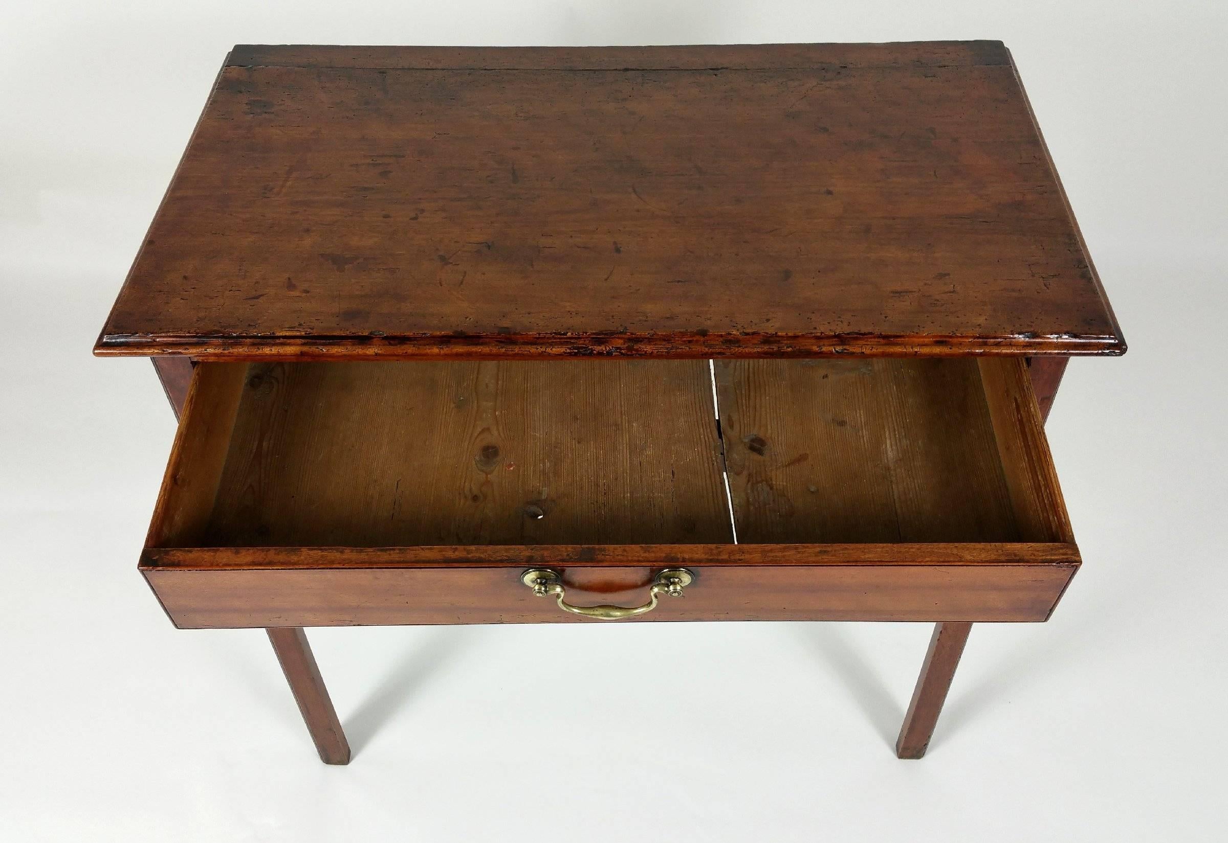 18th Century Fruitwood Single Drawer Lowboy 1