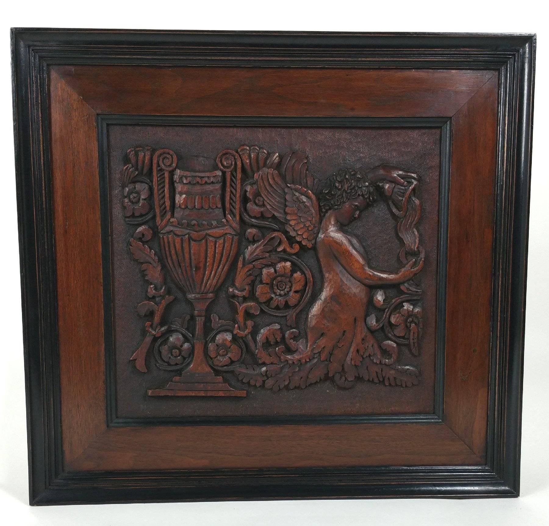 Pair of 19th Century Carved Walnut Framed Panels 2