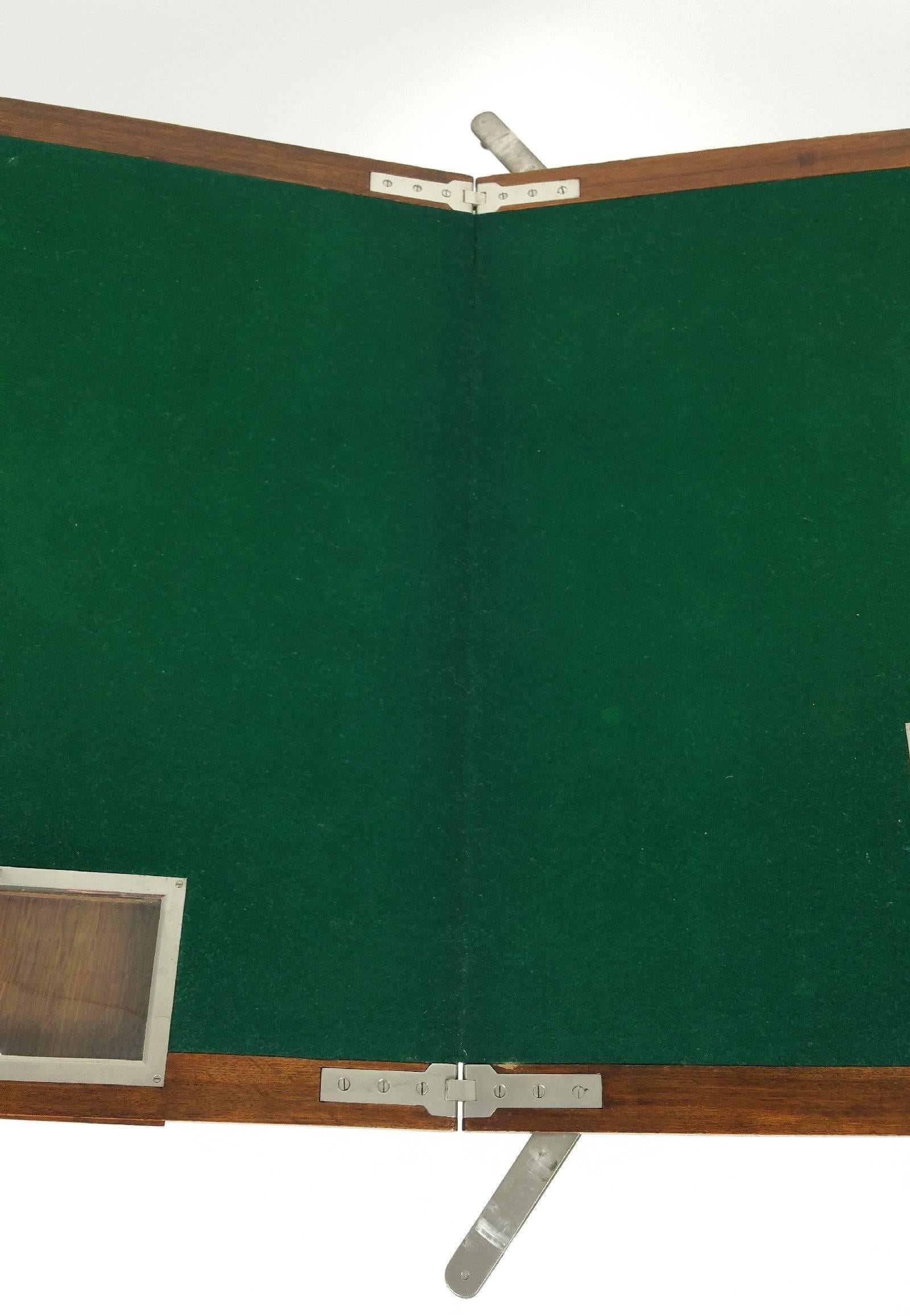 English Edwardian Oak and Chrome Folding Games Table by Asprey