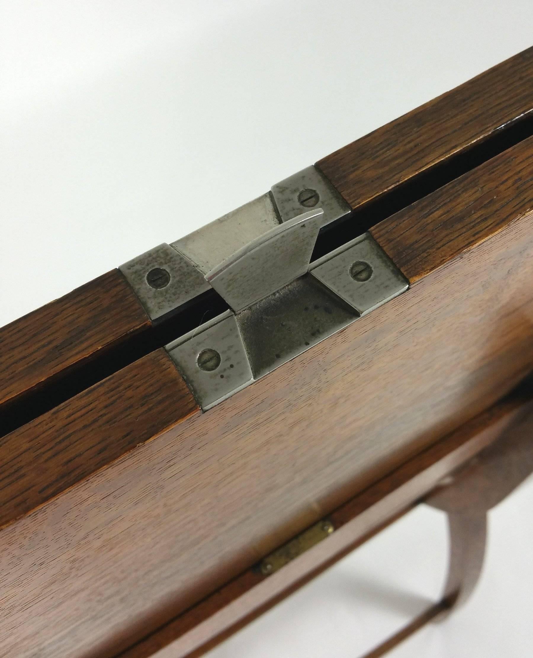 Edwardian Oak and Chrome Folding Games Table by Asprey 2