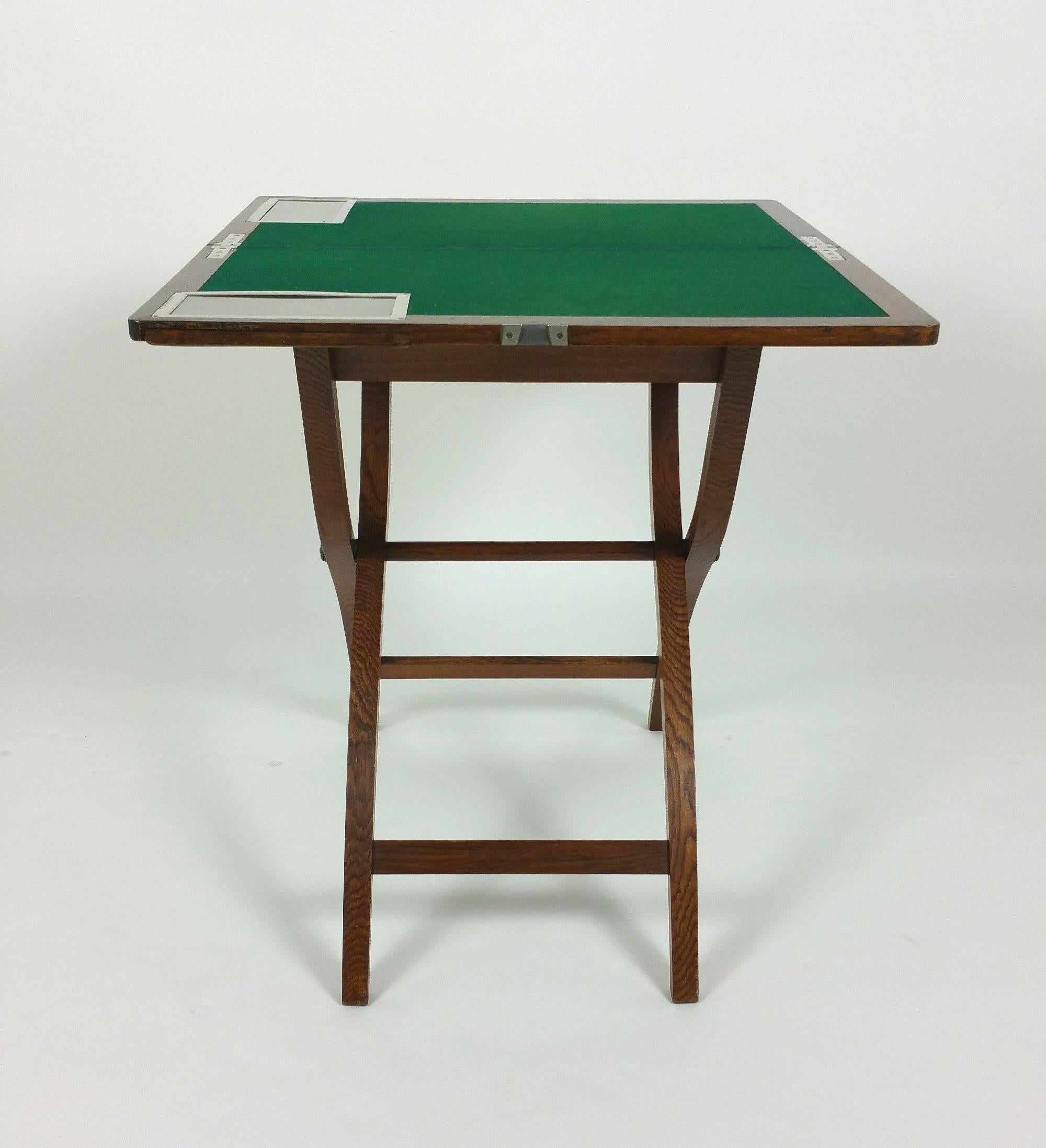 Edwardian Oak and Chrome Folding Games Table by Asprey 4