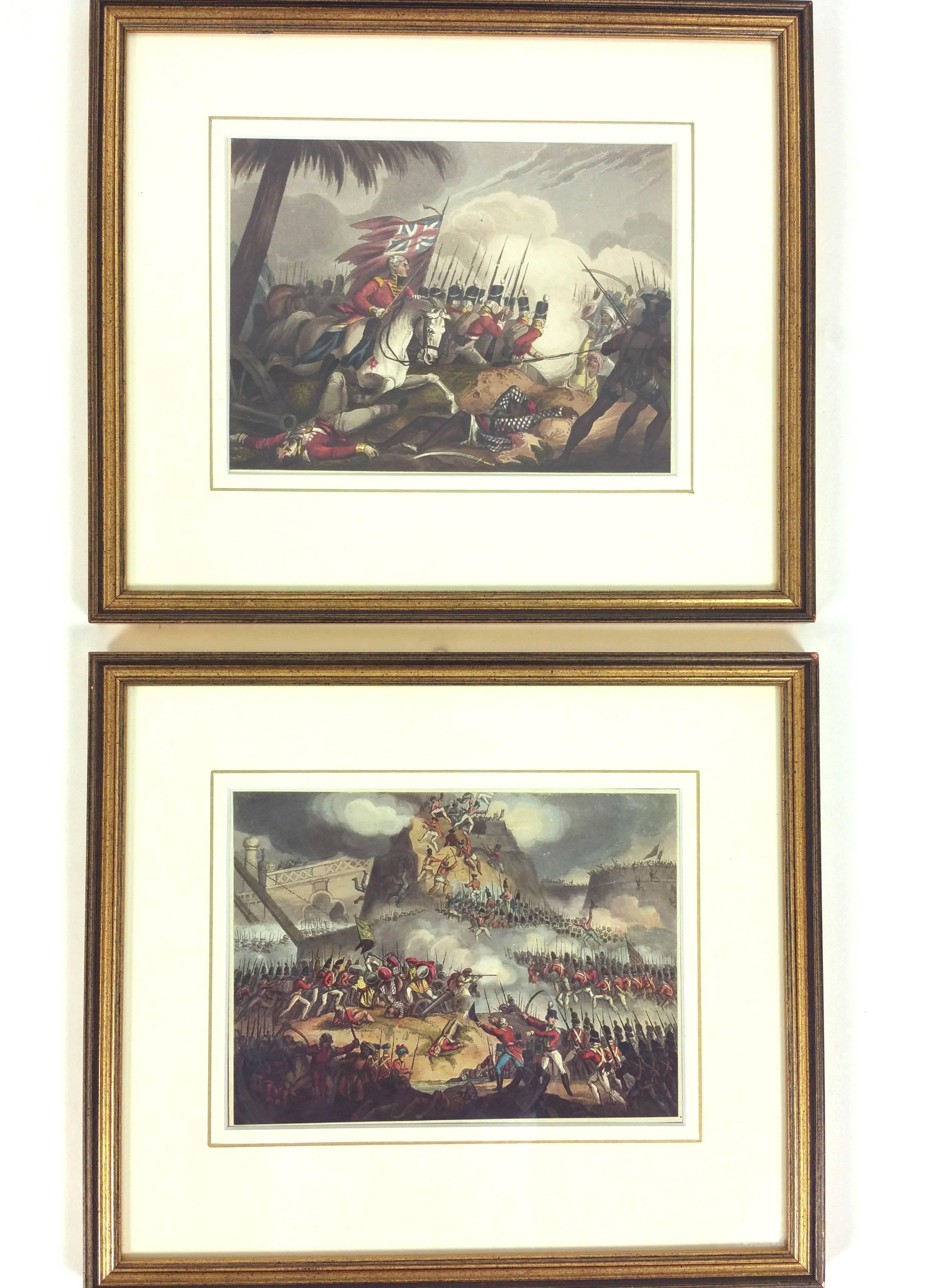 Glass Set of 15 Early 19th Century Hand Colored Military Prints