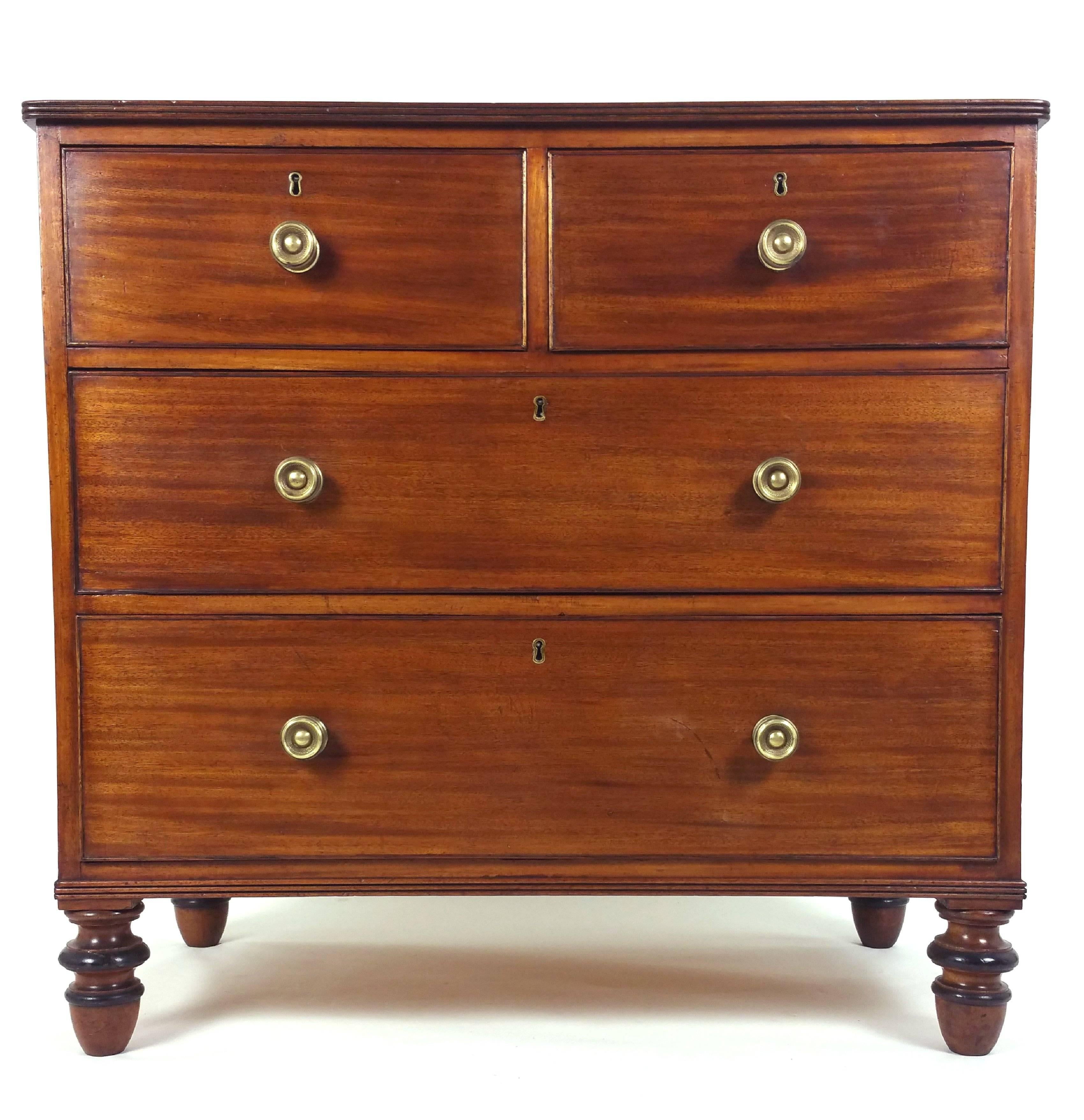 Regency Figured Mahogany Low Chest of Drawers 4