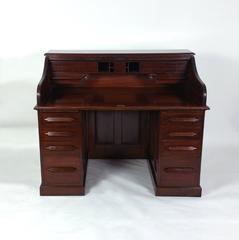 19th Century Unusual Indian Arts & Crafts Teak Roll Top Desk