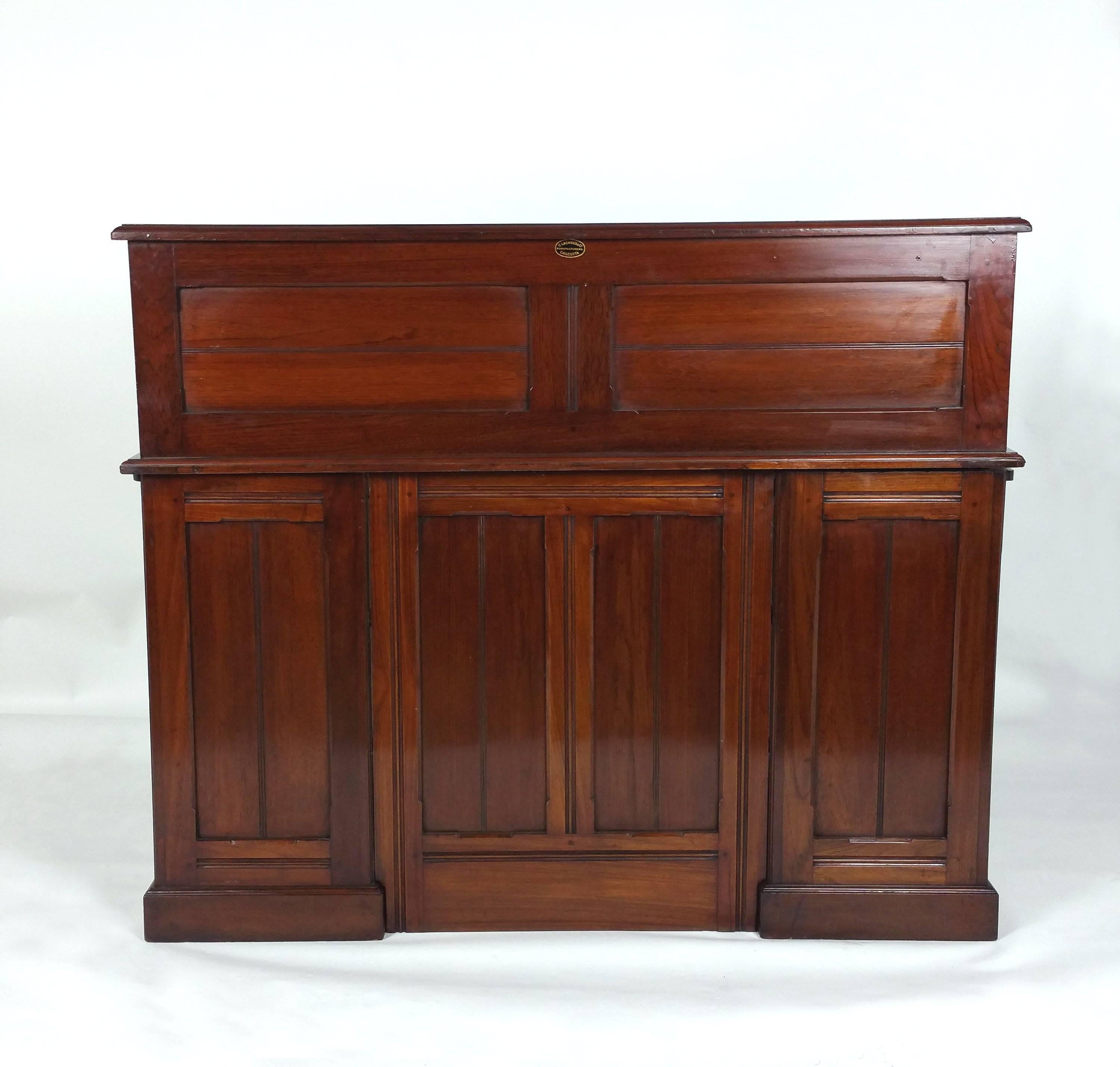 19th Century Unusual Indian Arts & Crafts Teak Roll Top Desk 5