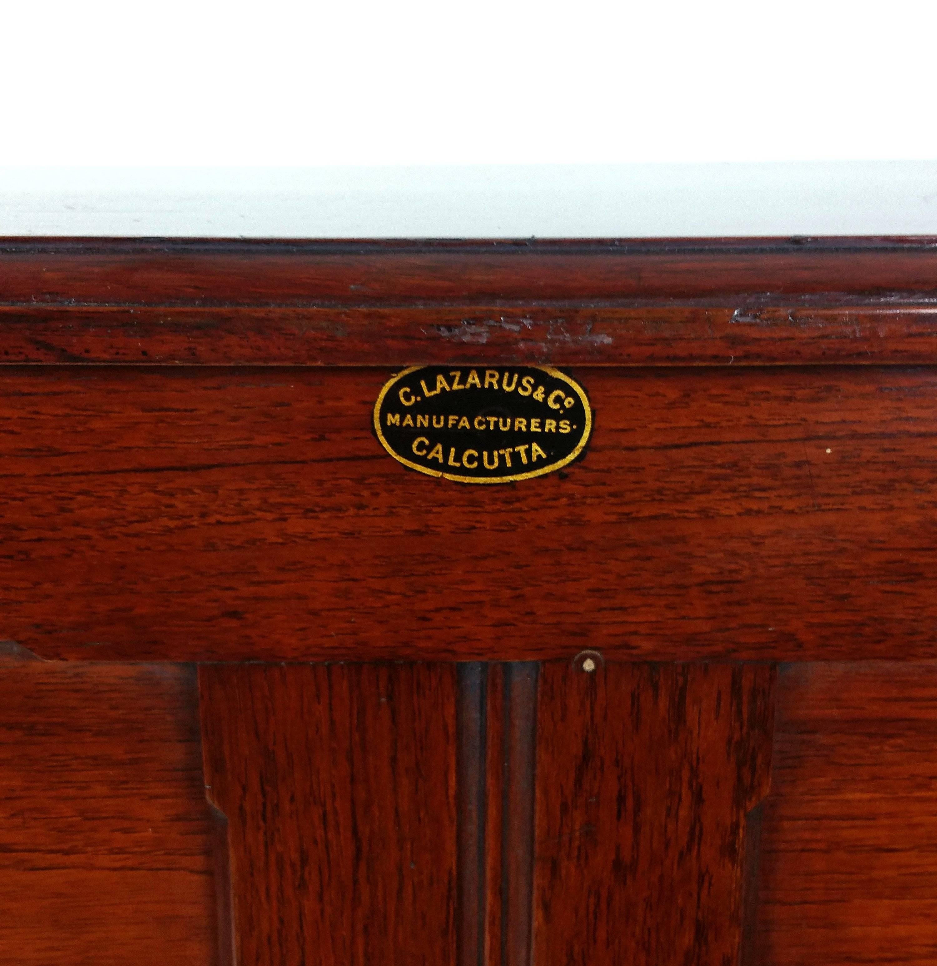 19th Century Unusual Indian Arts & Crafts Teak Roll Top Desk 6