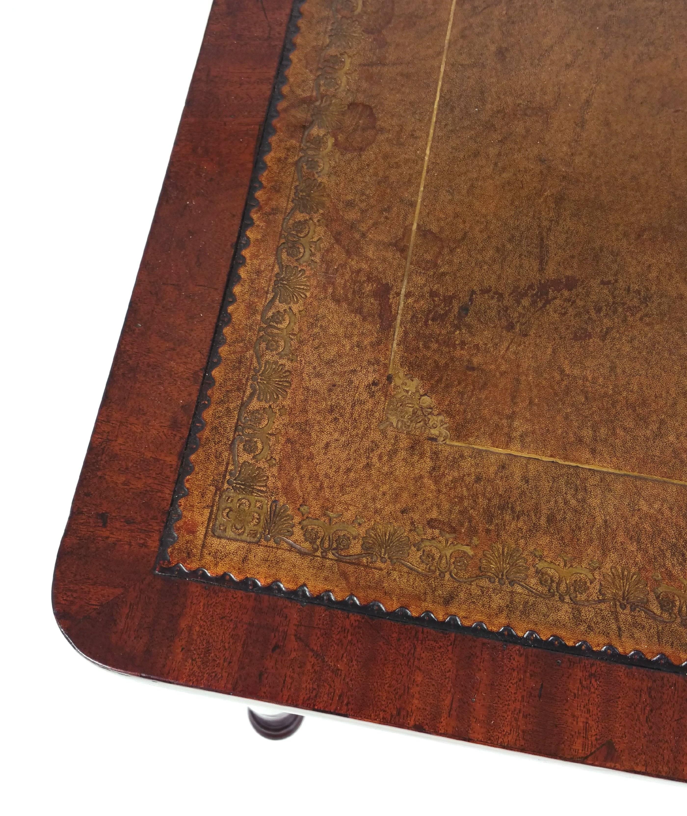 Brass Regency Mahogany Library Table