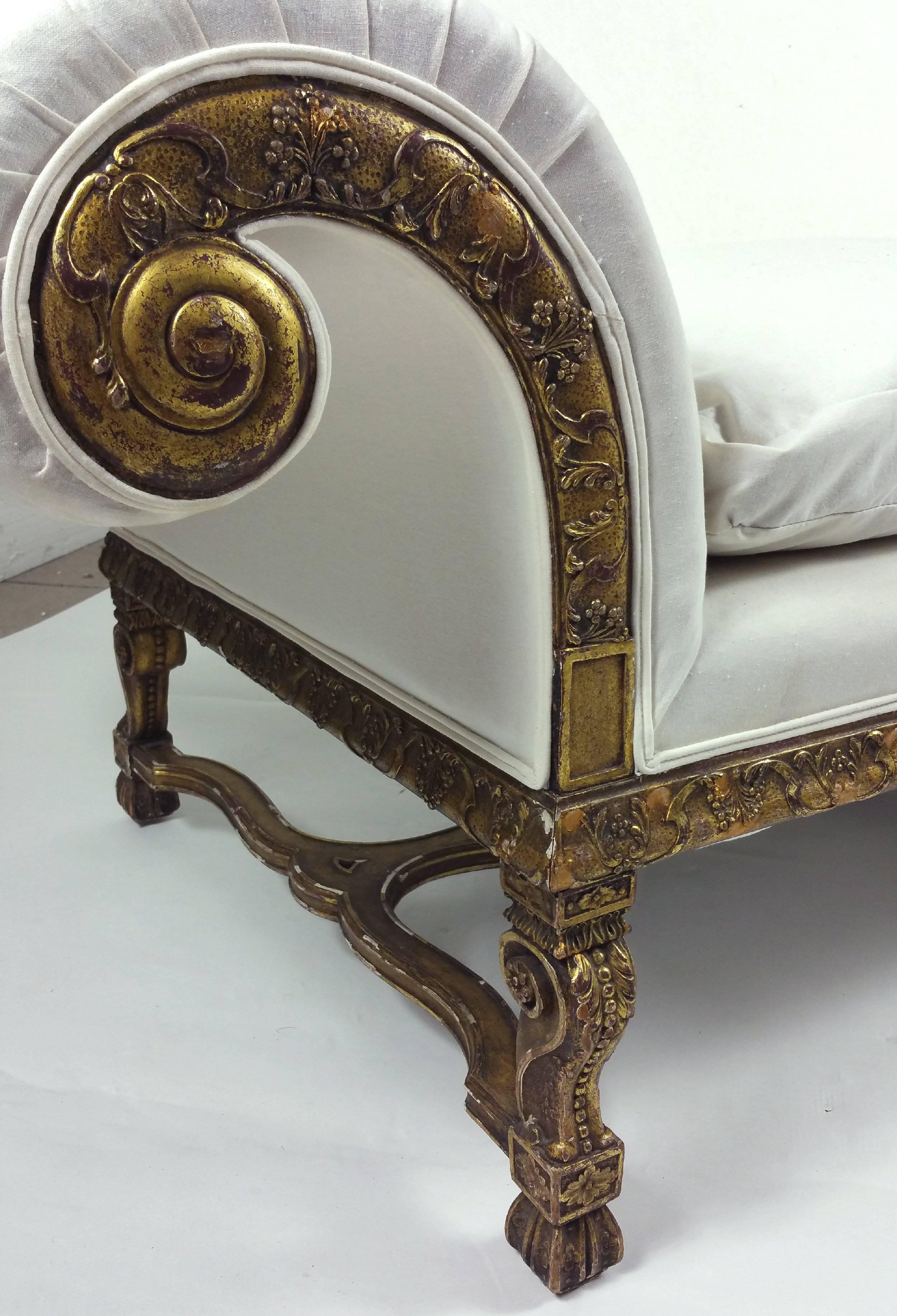 Calico 19th Century William and Mary Styled Carved Giltwood Settee
