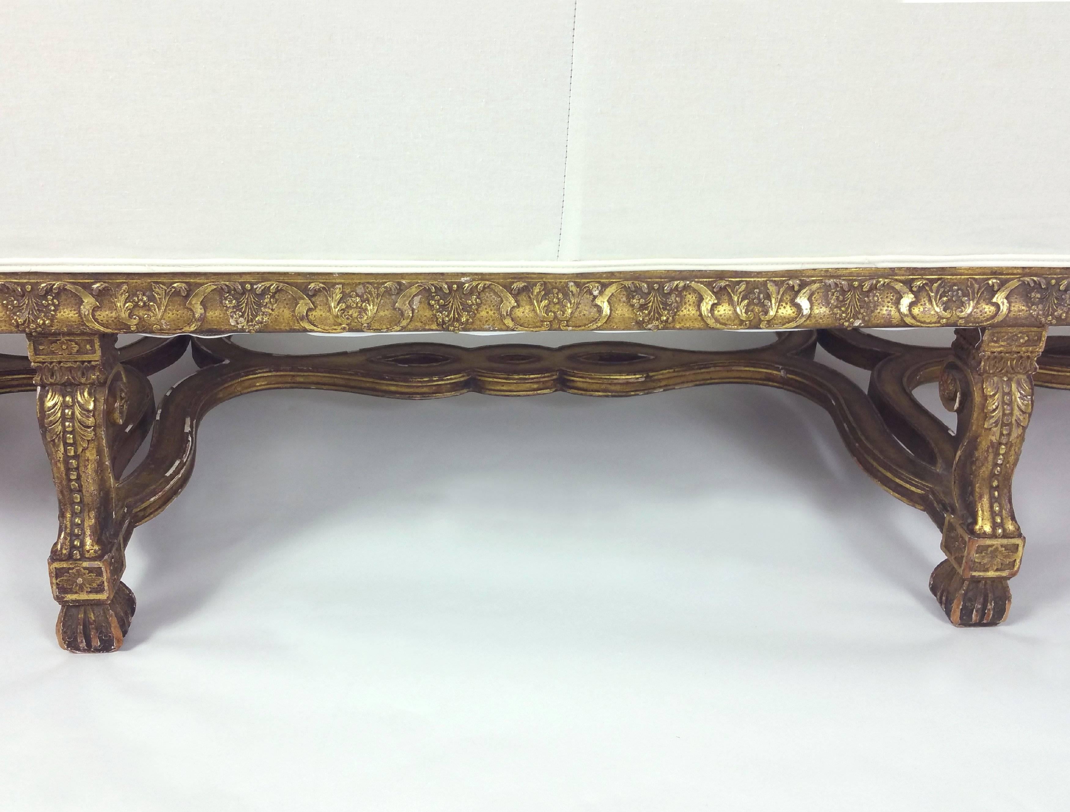 19th Century William and Mary Styled Carved Giltwood Settee 2