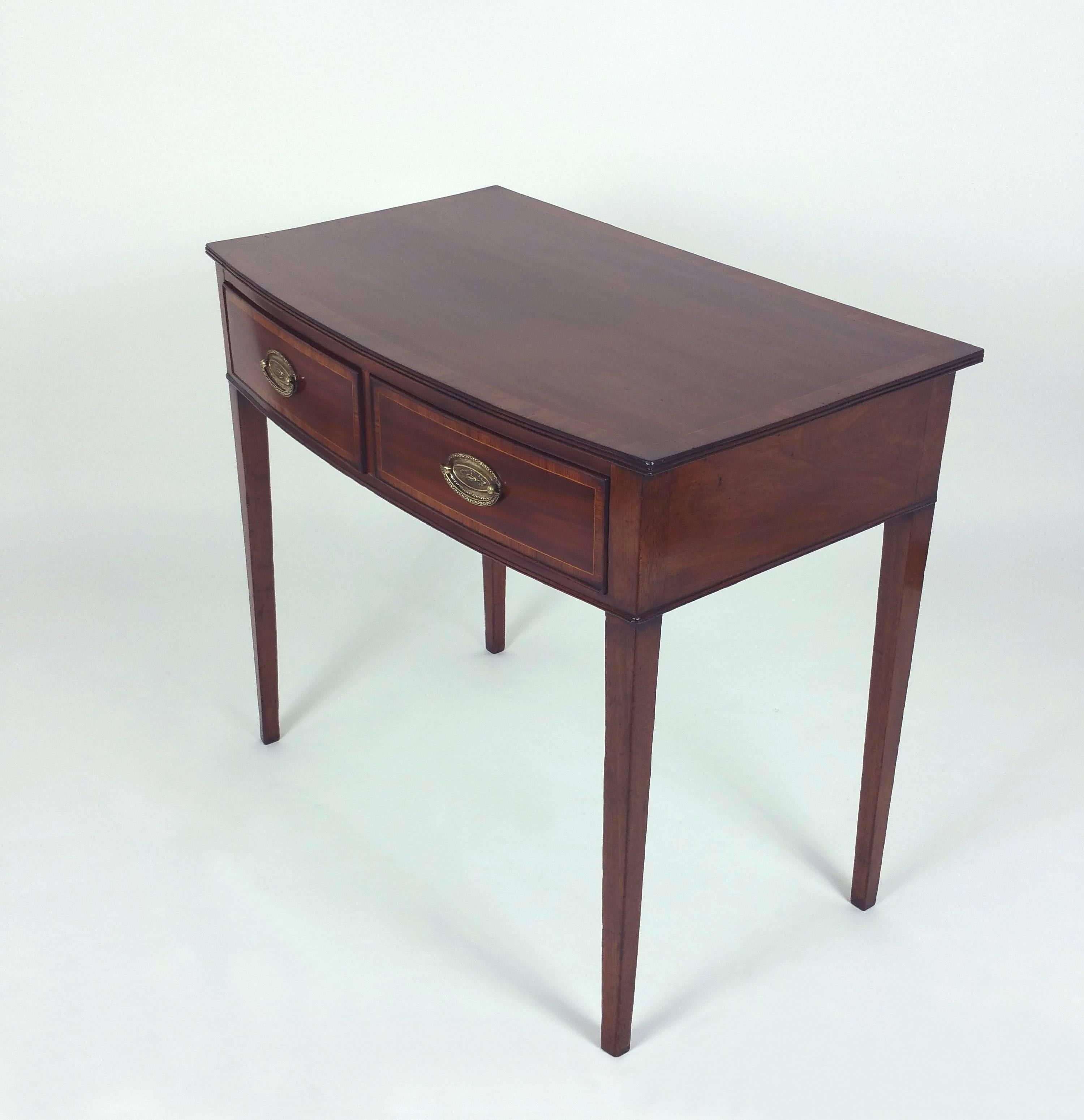 George III Mahogany Bow Fronted Two-Drawer Side Table 5