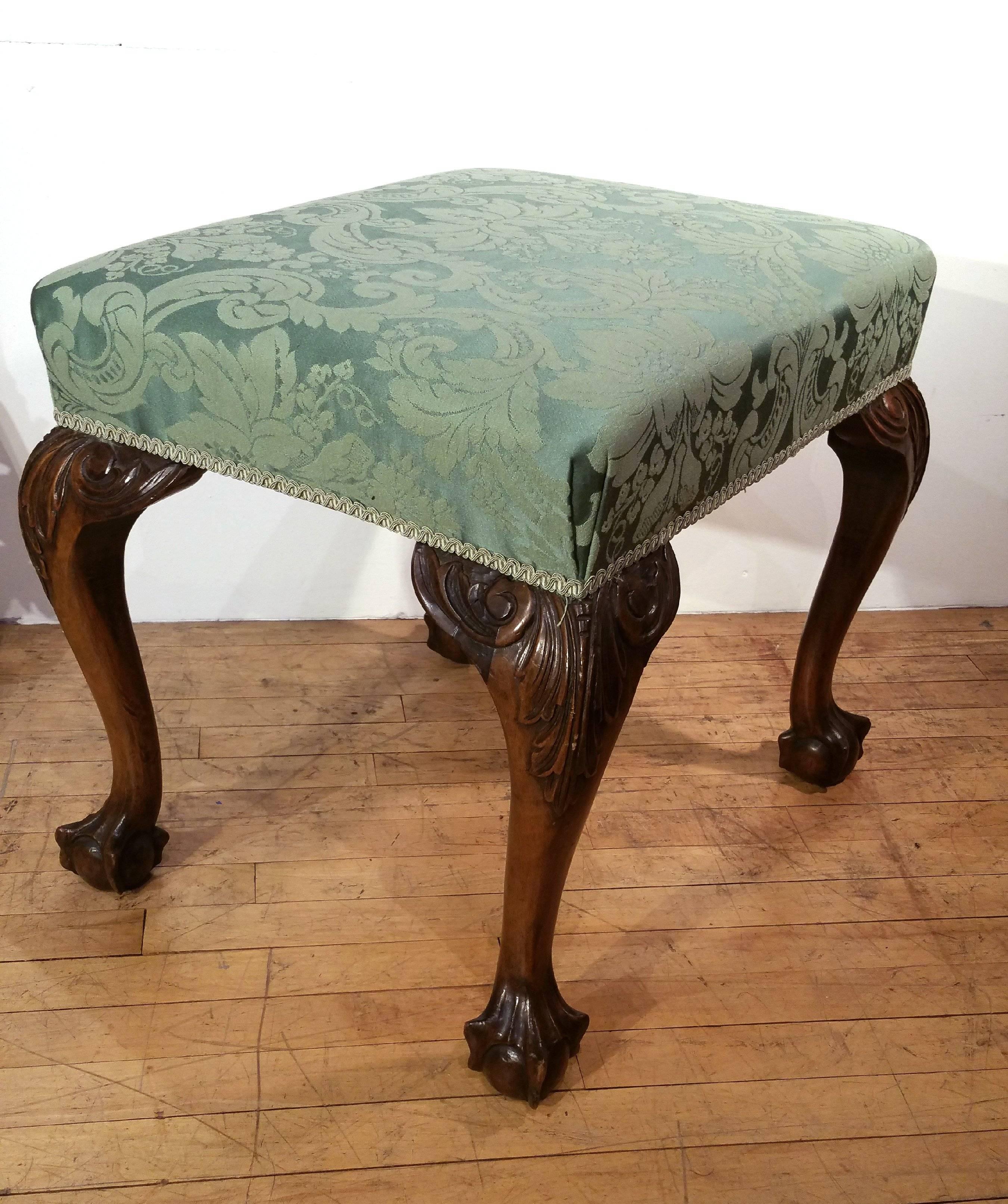 Great Britain (UK) Carved Walnut Chippendale Style English Stool