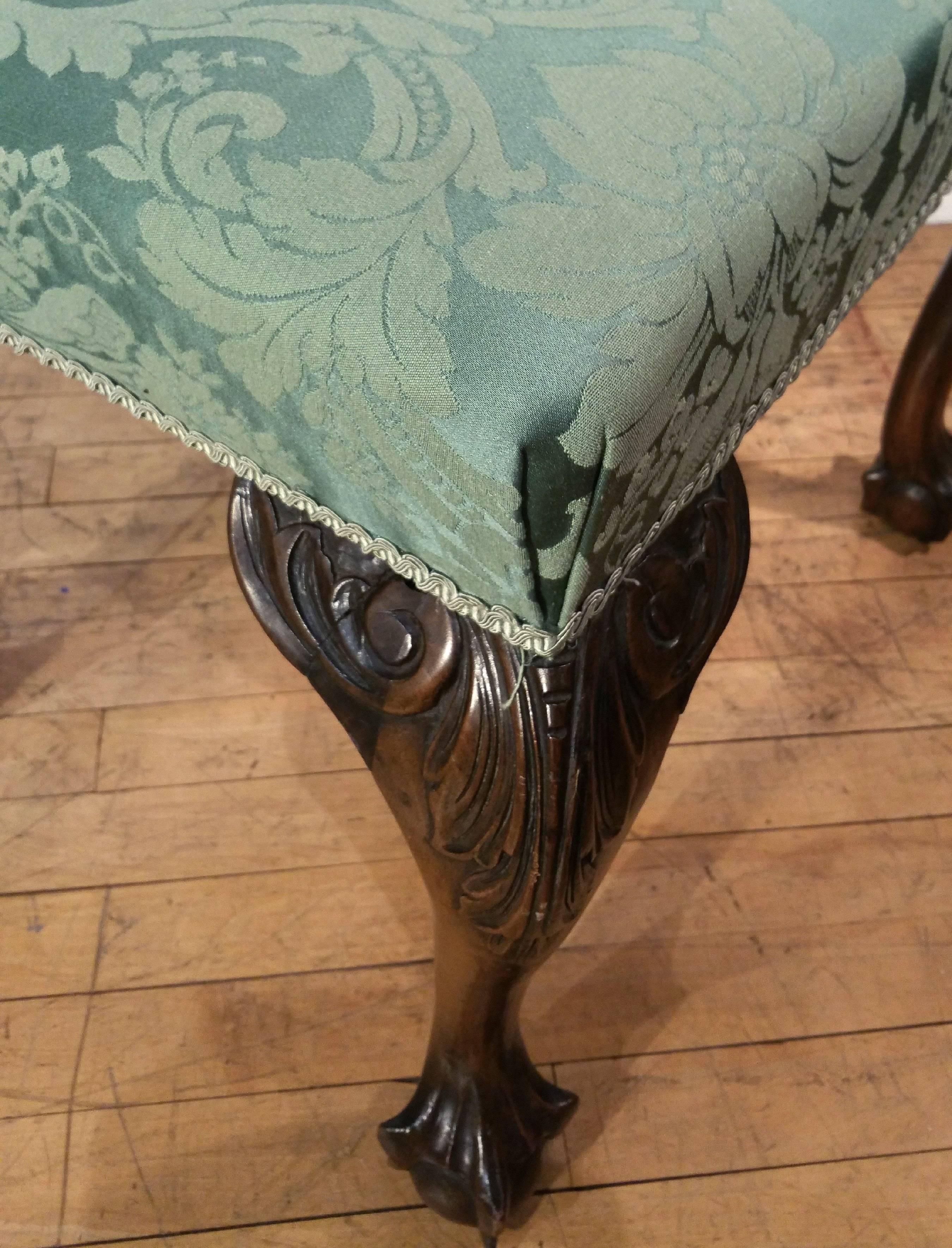 Carved Walnut Chippendale Style English Stool In Excellent Condition In London, west Sussex