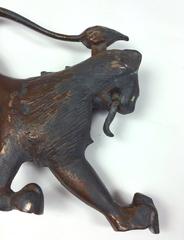 Mid-19th Century Bronzed Lead Lion Motif Newel Post