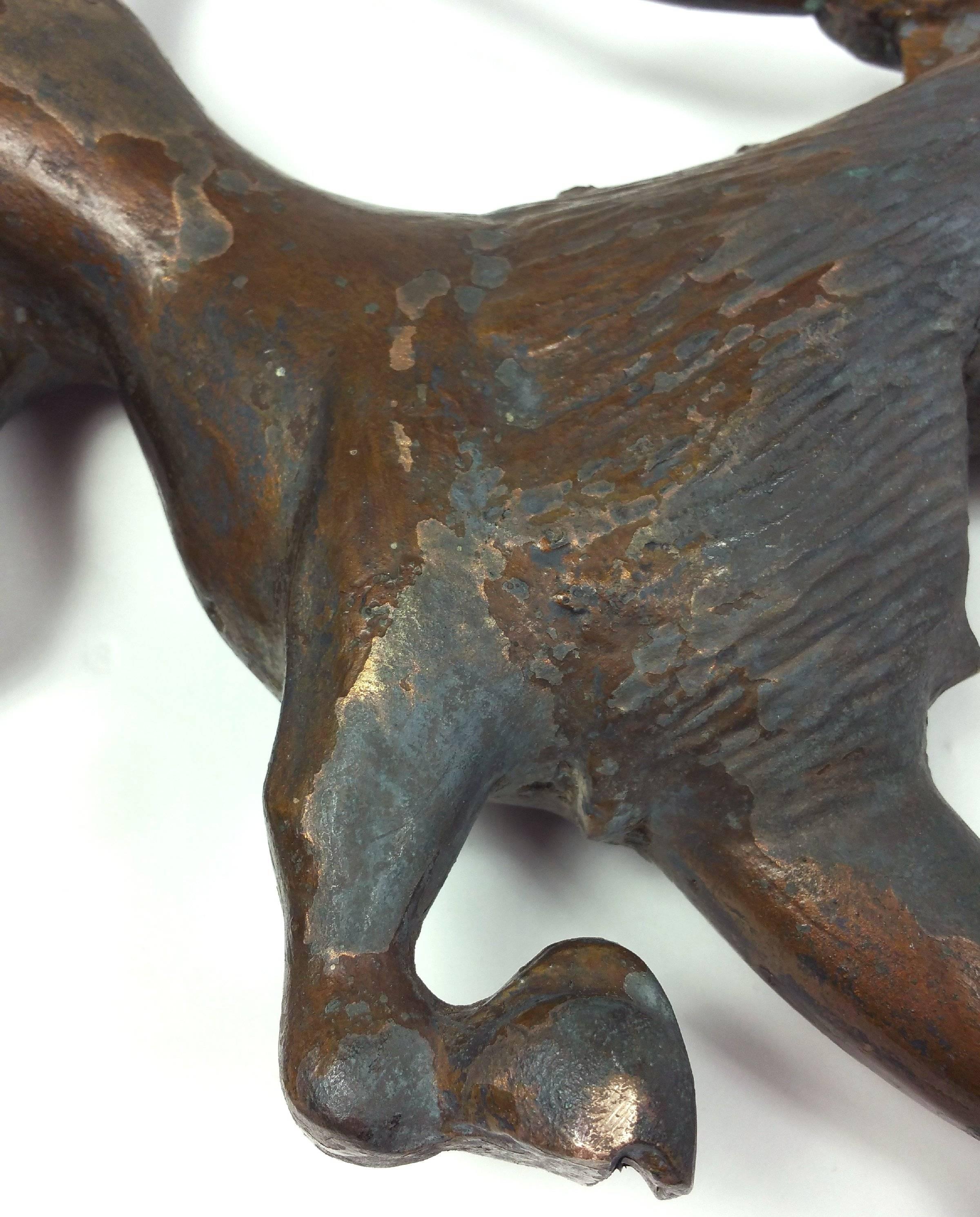 Great Britain (UK) Mid-19th Century Bronzed Lead Lion Motif Newel Post