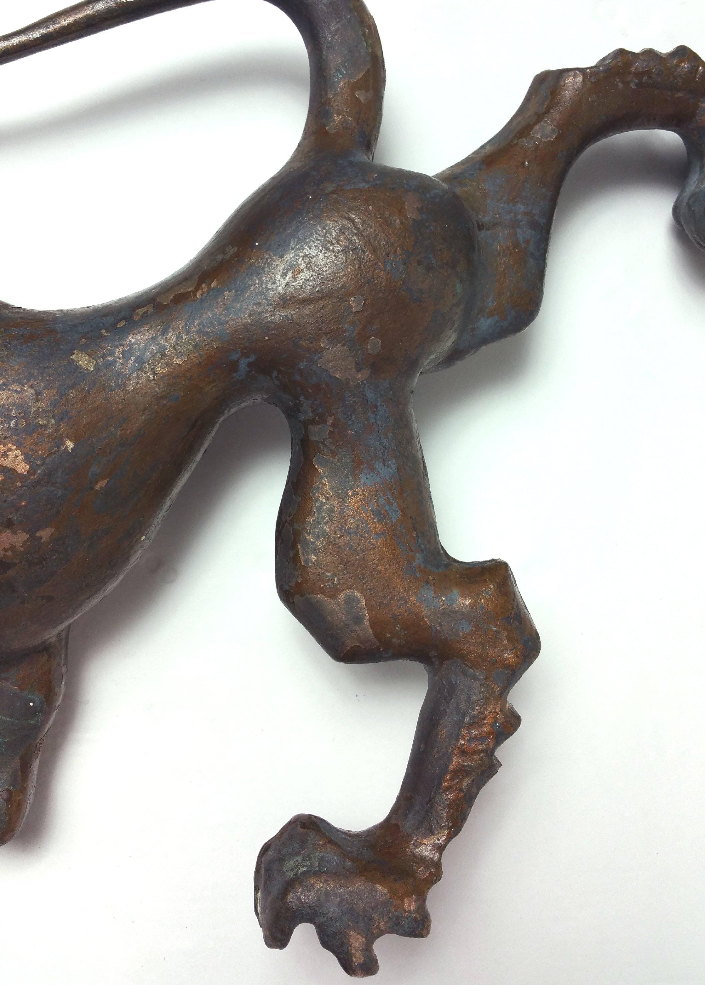 Mid-19th Century Bronzed Lead Lion Motif Newel Post 5