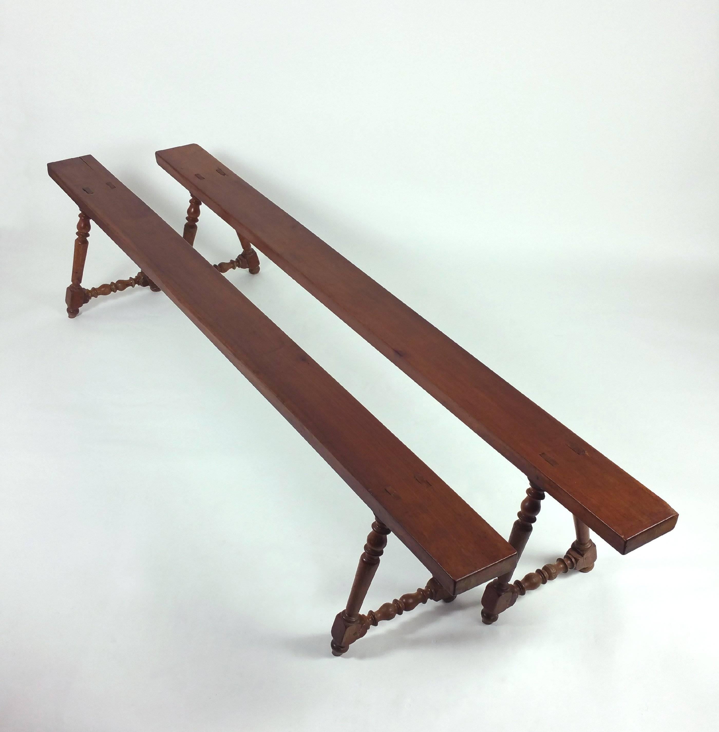 Pair of 19th Century French Cherrywood Benches For Sale 7
