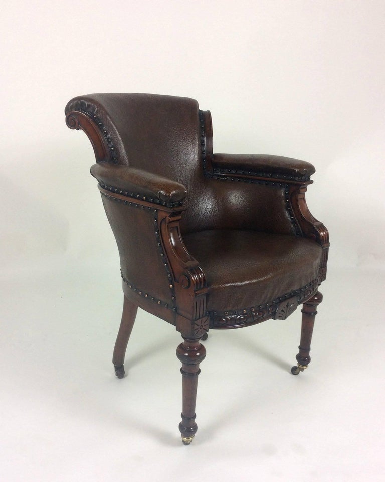 victorian carved mahogany leather desk chair at 1stdibs