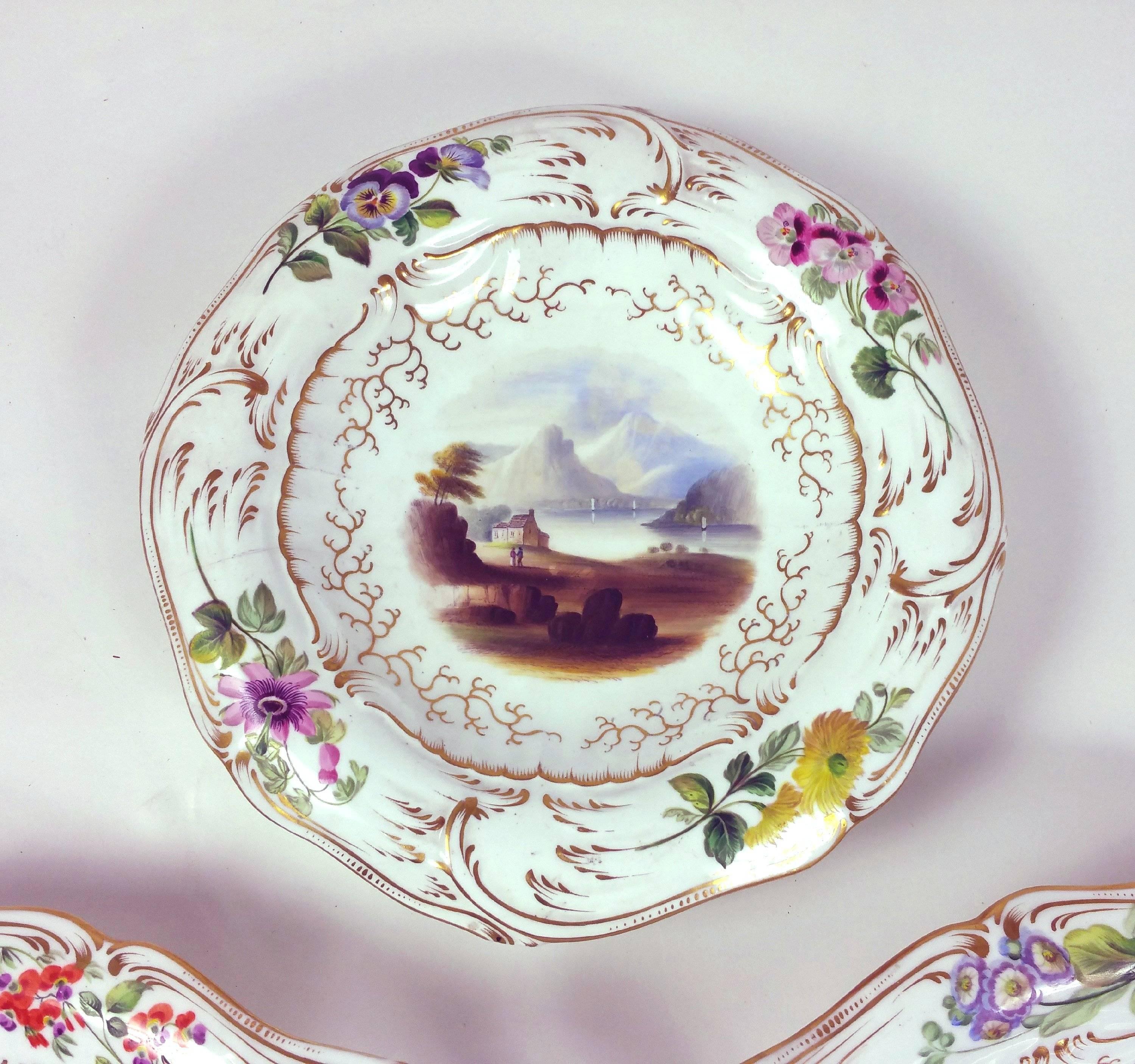Ceramic Mid-19th Century English Pottery Hand-Painted Dessert Service