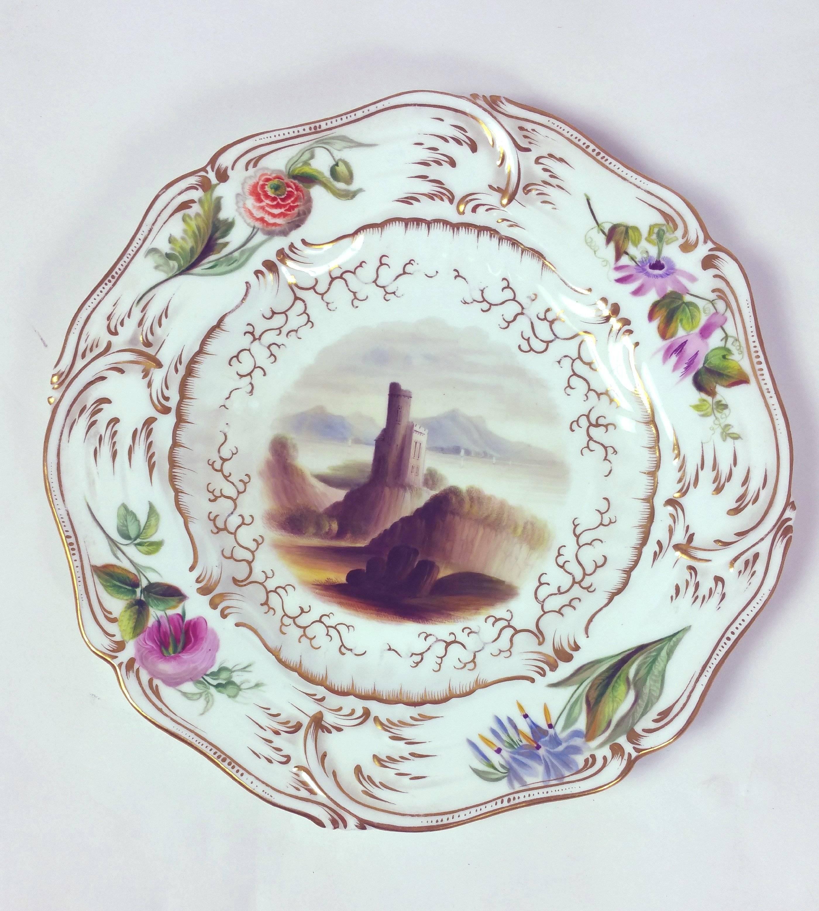 Mid-19th Century English Pottery Hand-Painted Dessert Service 4