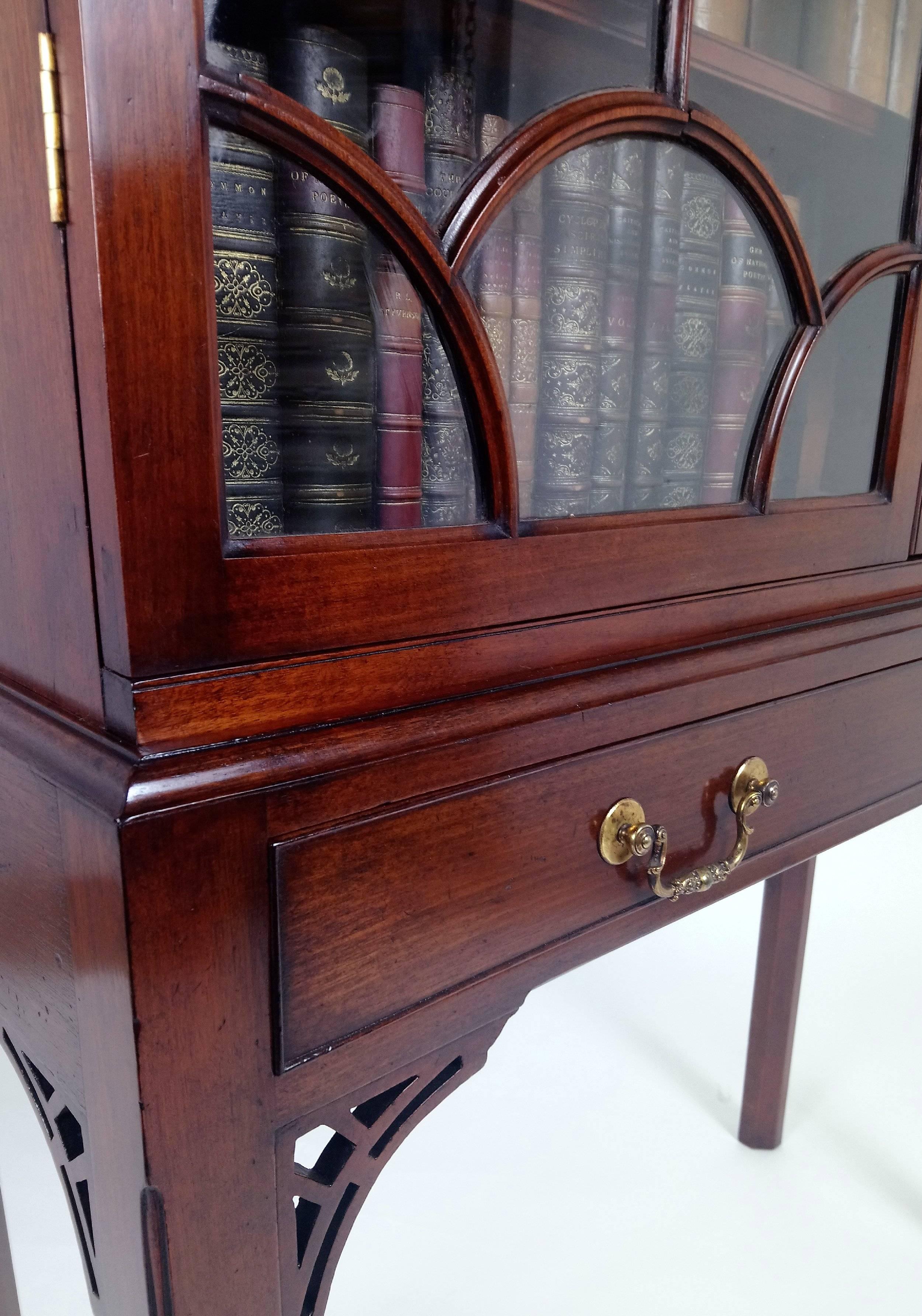 Brass George III Mahogany Two-Door Astragal Glazed Bookcase