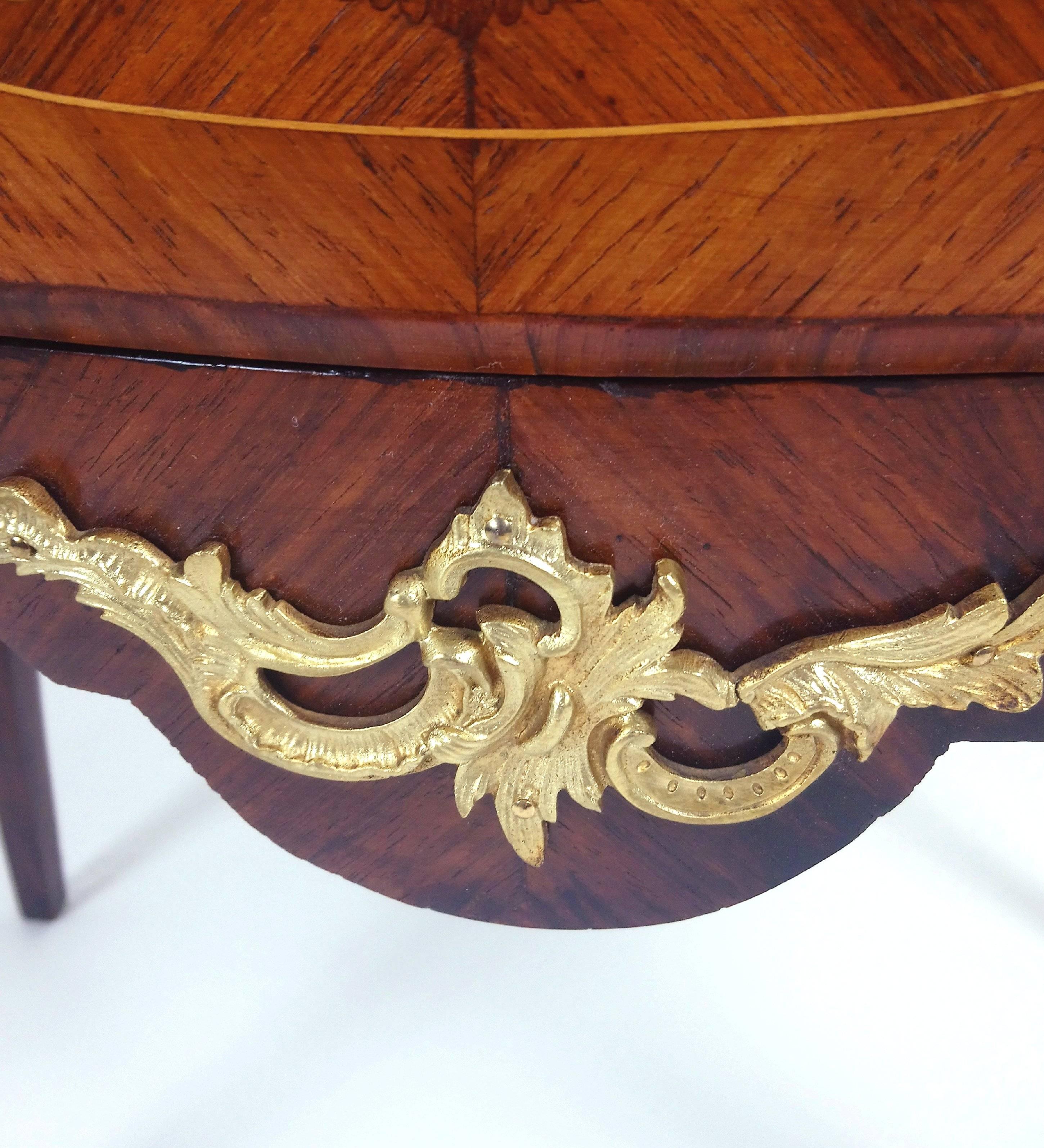 Ormolu French Marquetry Inlaid Kingwood Petite Commode