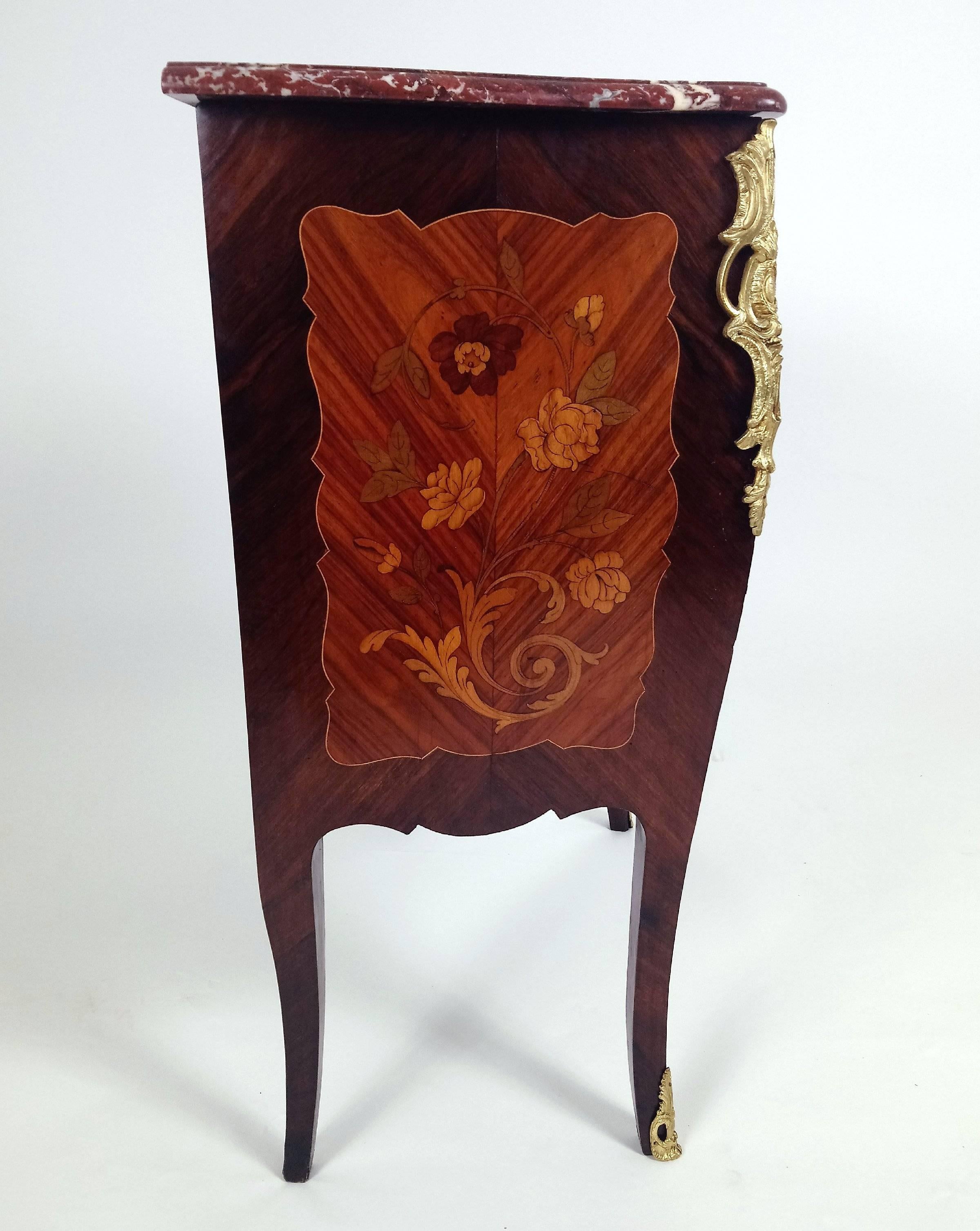 French Marquetry Inlaid Kingwood Petite Commode 1