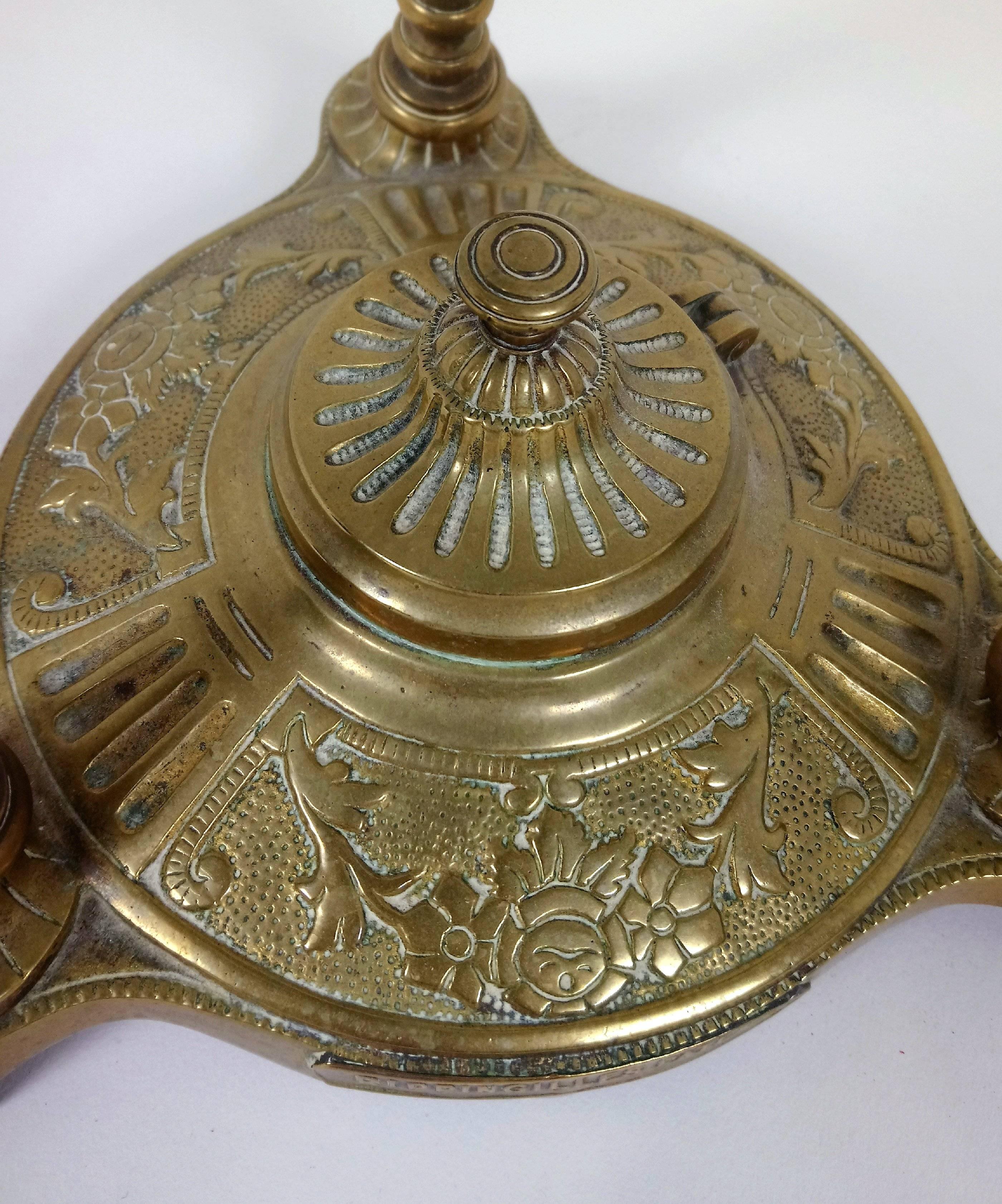 19th Century Rippingilles Patent Brass Oil Lamp 2