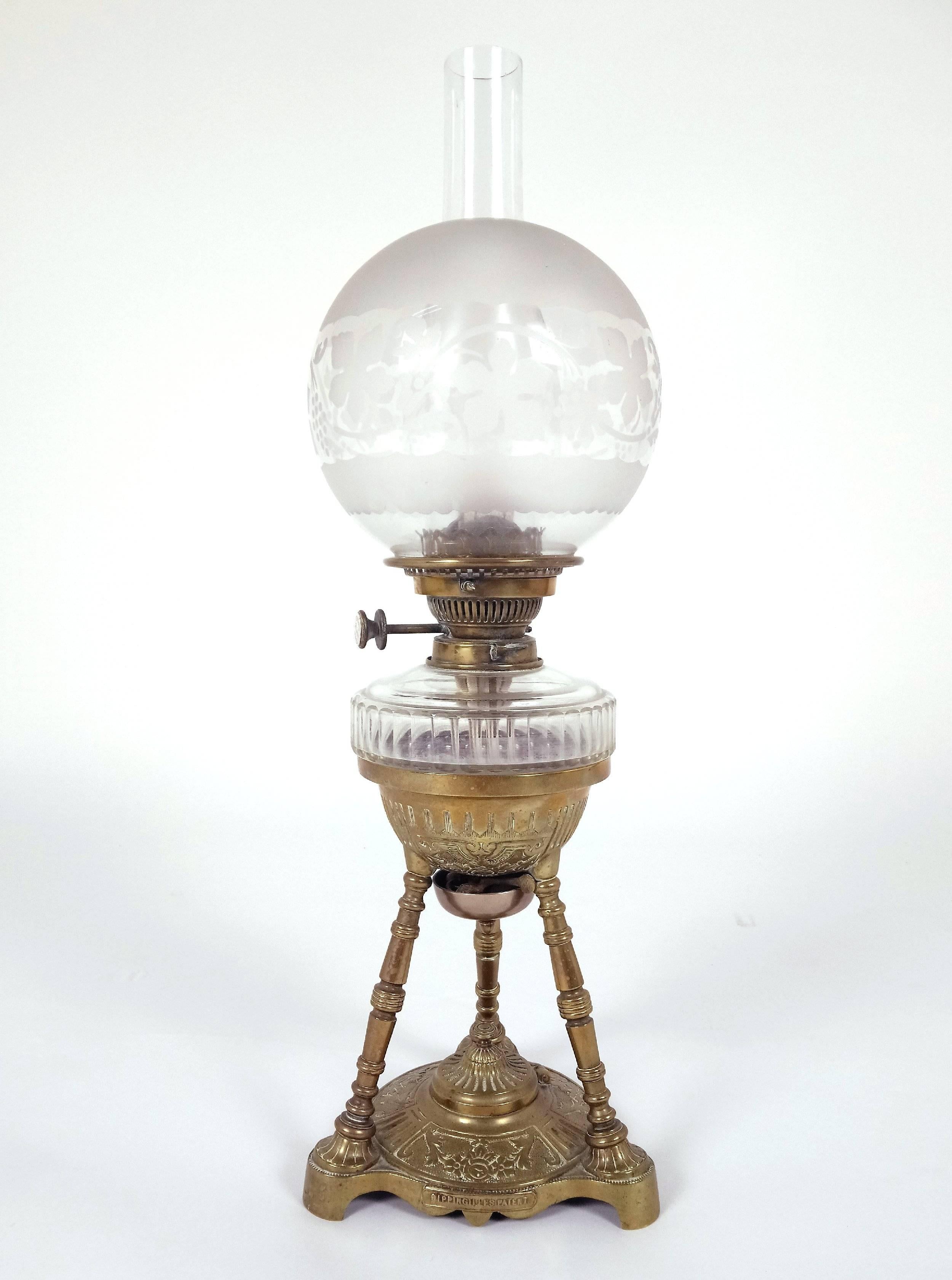 19th Century Rippingilles Patent Brass Oil Lamp 5