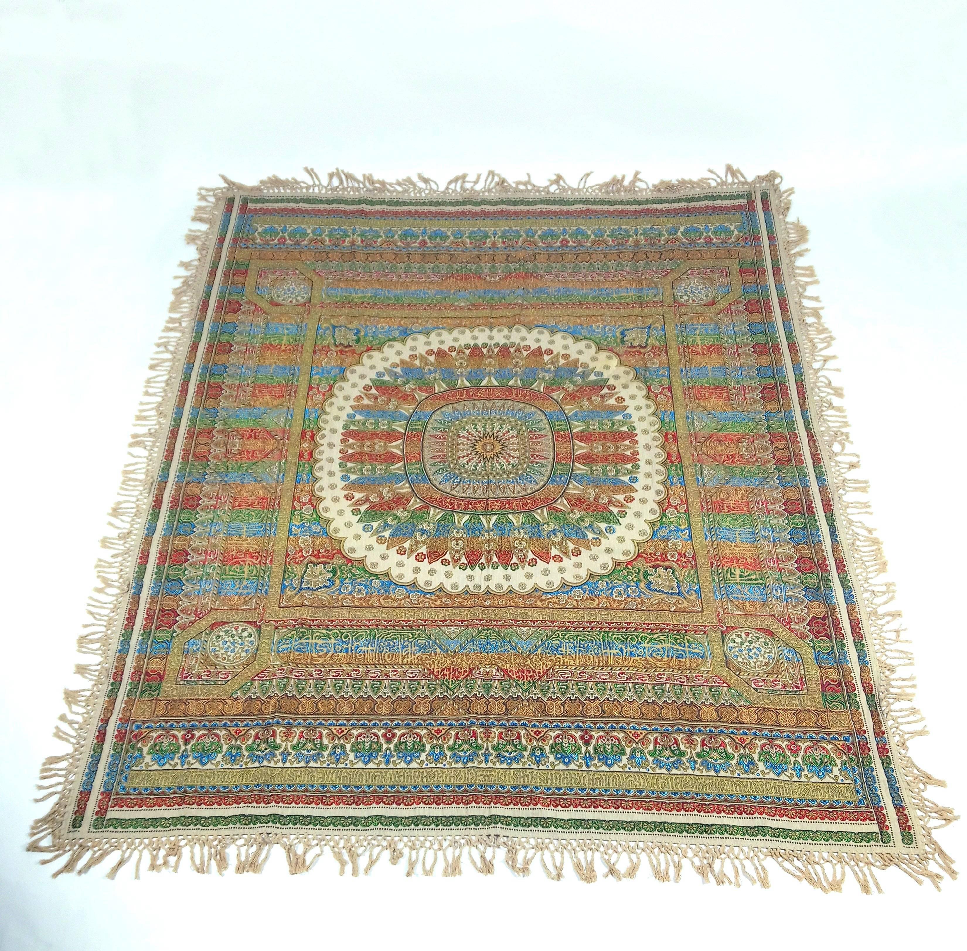 Early 20th Century Indian Worked Silk Wall Hanging or Bed Cover For Sale 6
