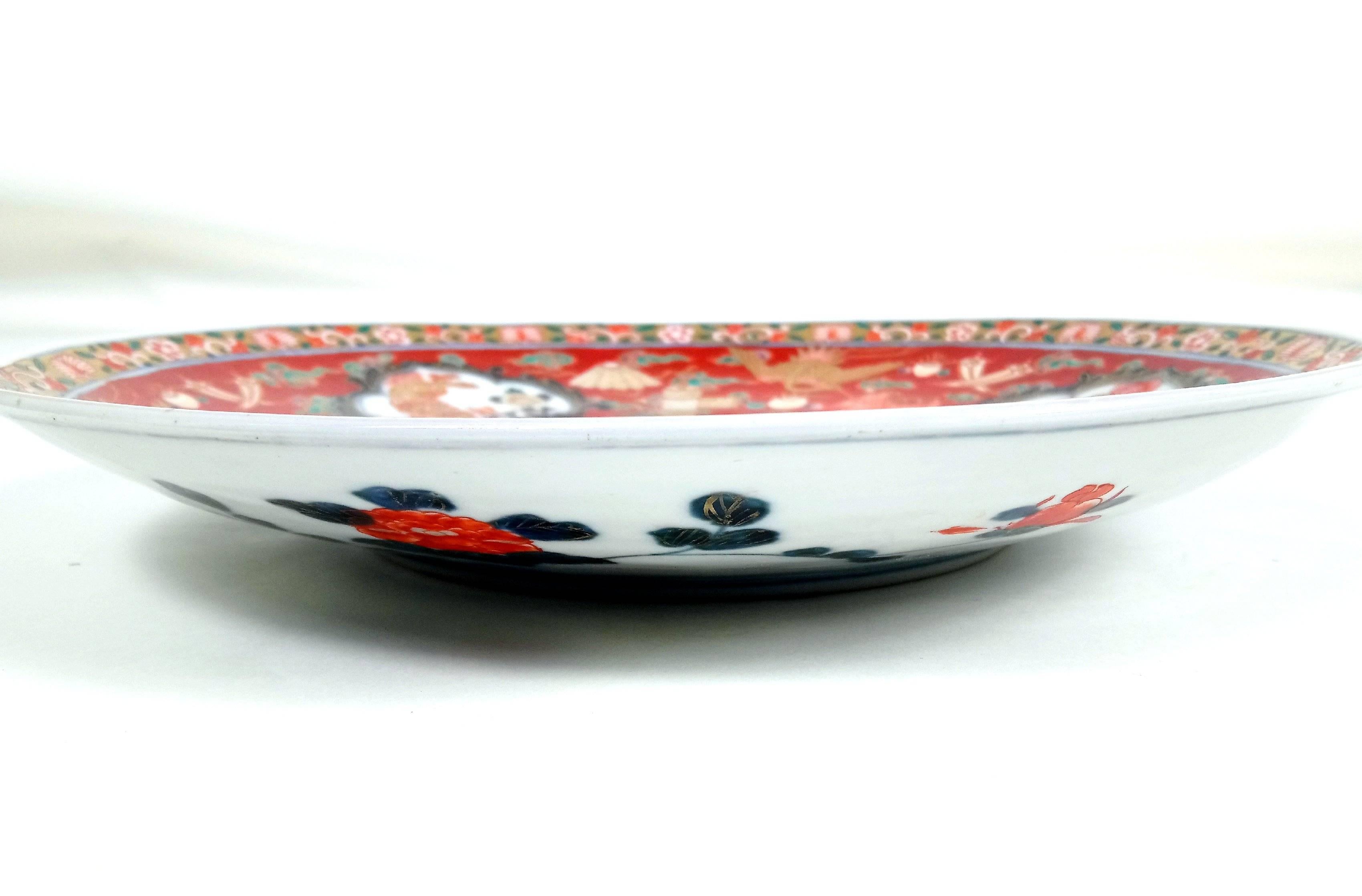 19th Century Japanese Imari Pottery Dish with Cranes 3