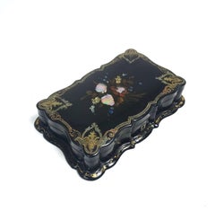 Victorian Papier-Mâché Playing Card Case with M.O.P.